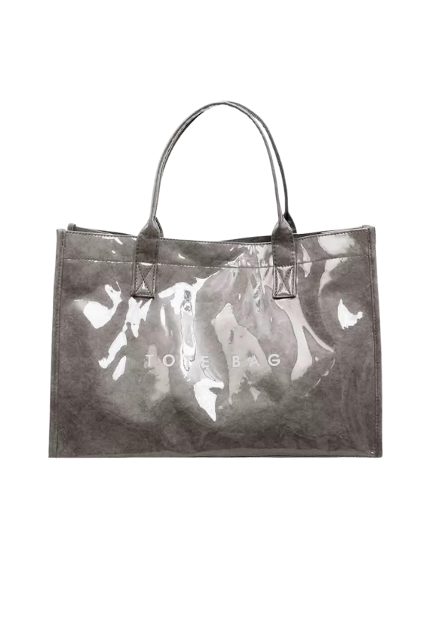 Gray Large Capacity Wipeable Tote Bag