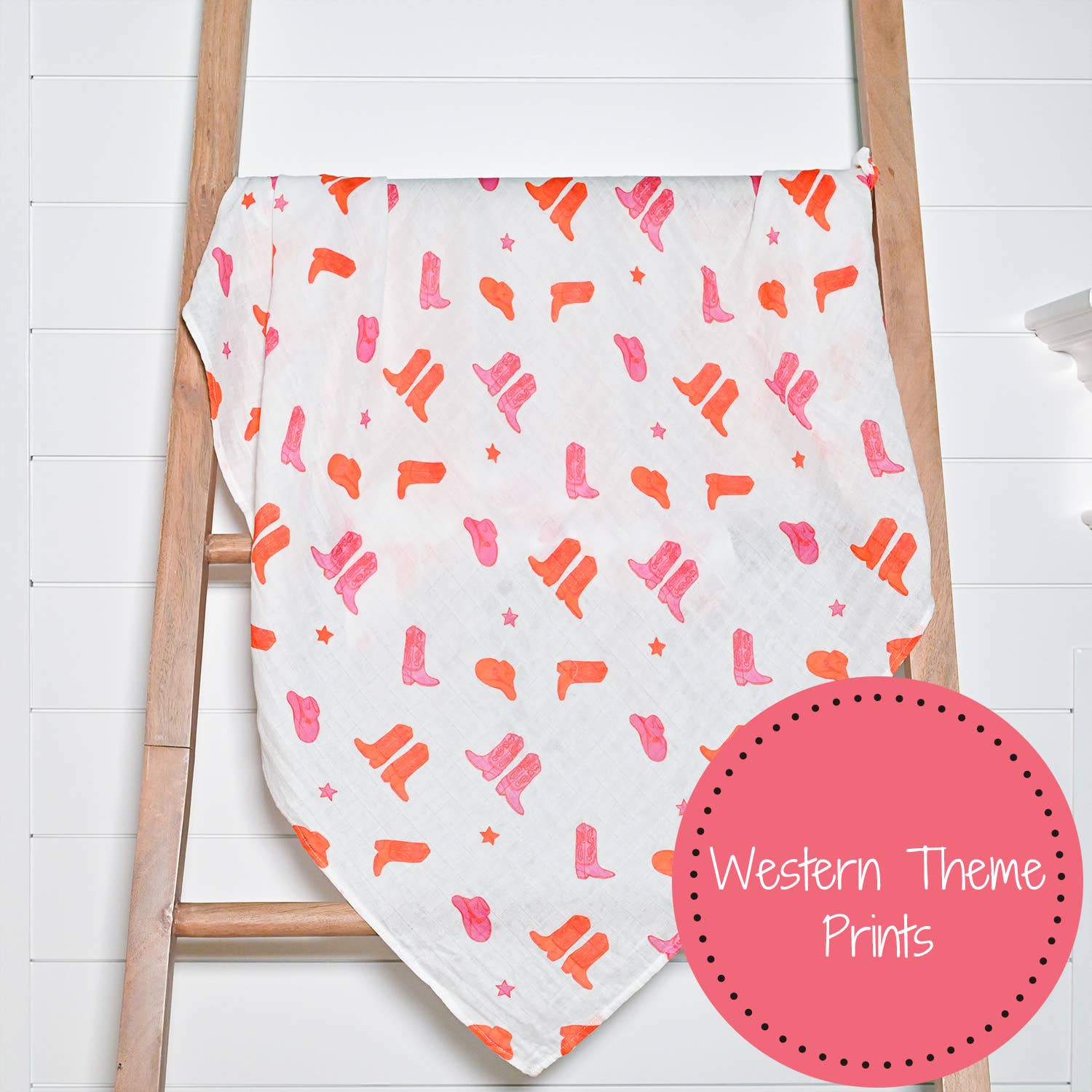Pink Boots Muslin Swaddle Blanket