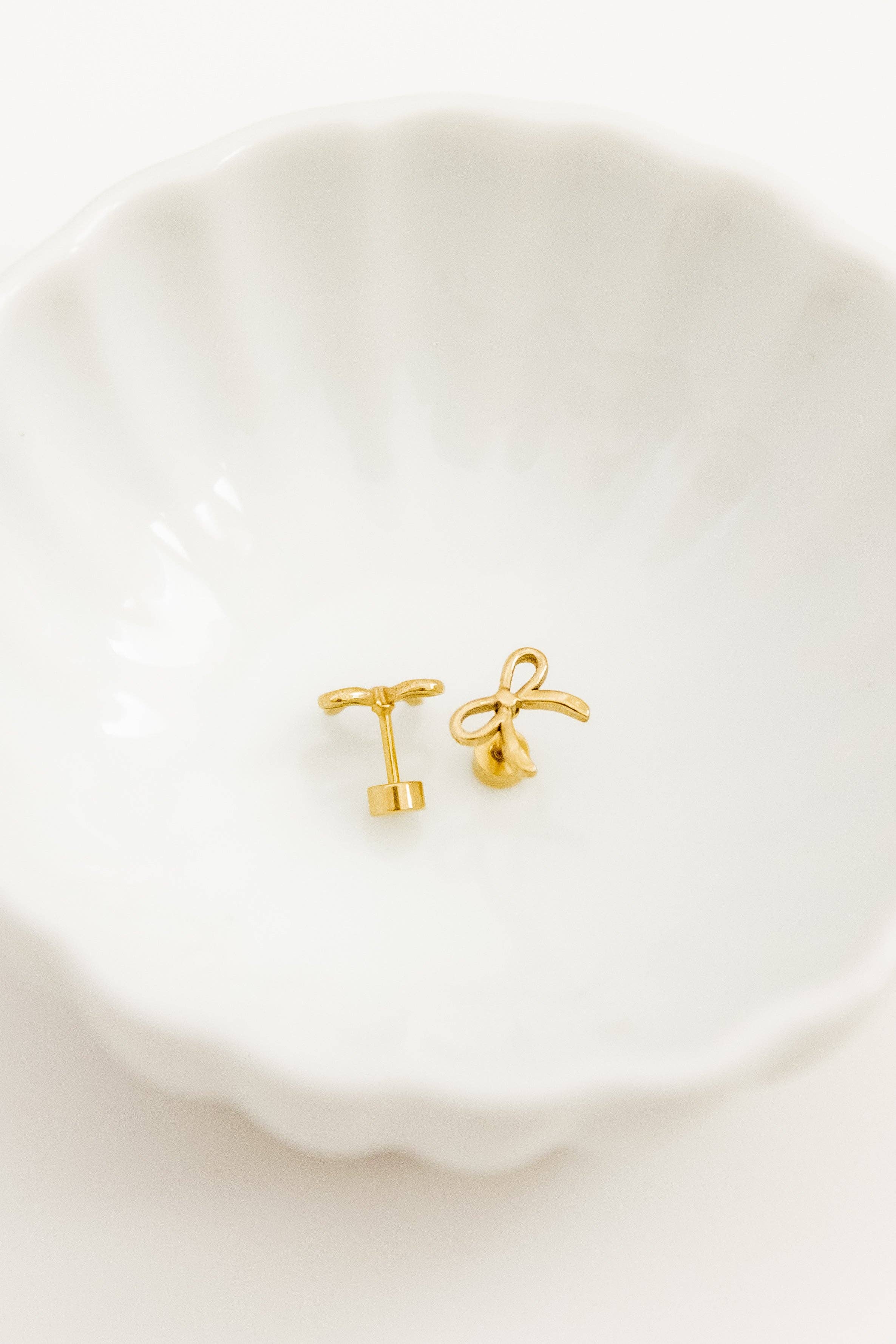 Gold Sadie Bow Screwback Stud Earrings