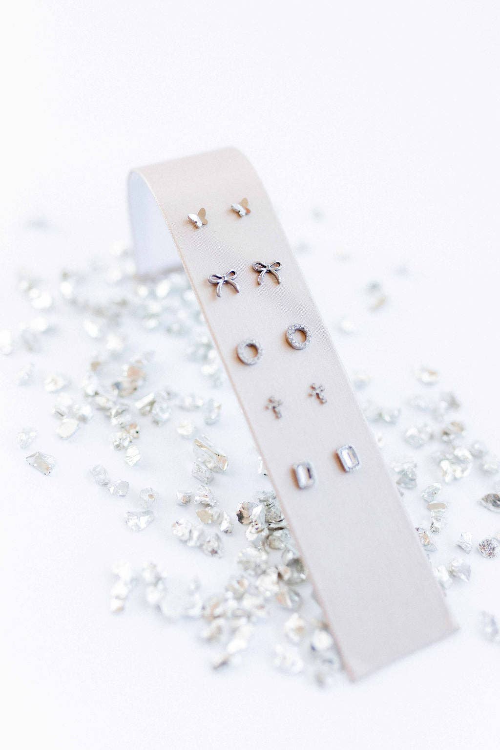 Silver Sadie Bow Screwback Stud Earrings