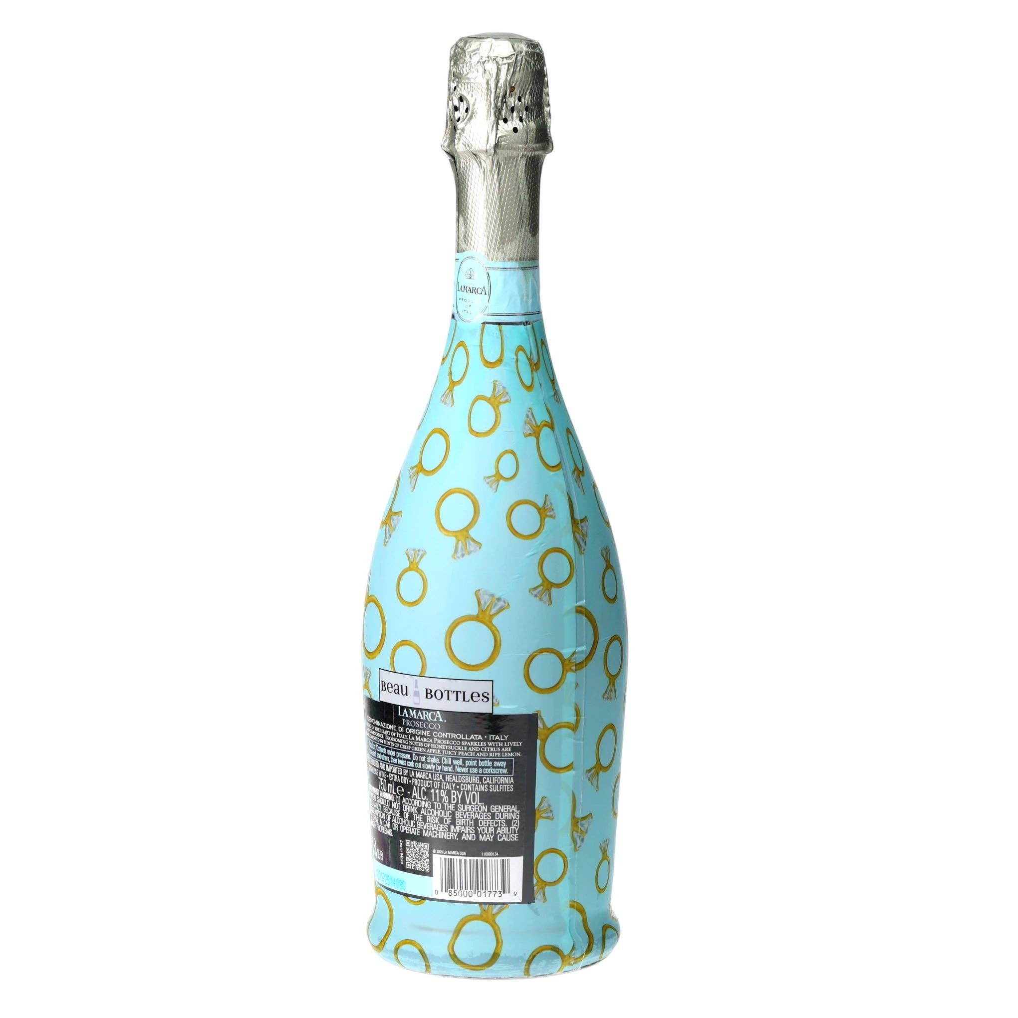 Blue Engagement Ring Prosecco Bottle Wrap