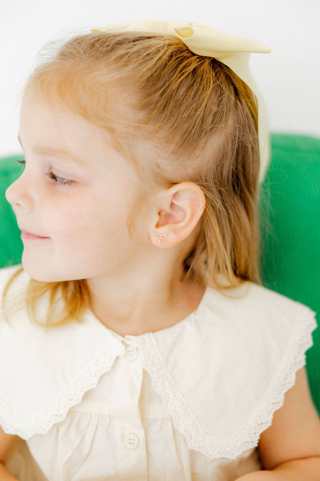 Gold Sparkle Clara Cross Screwback Stud Earrings