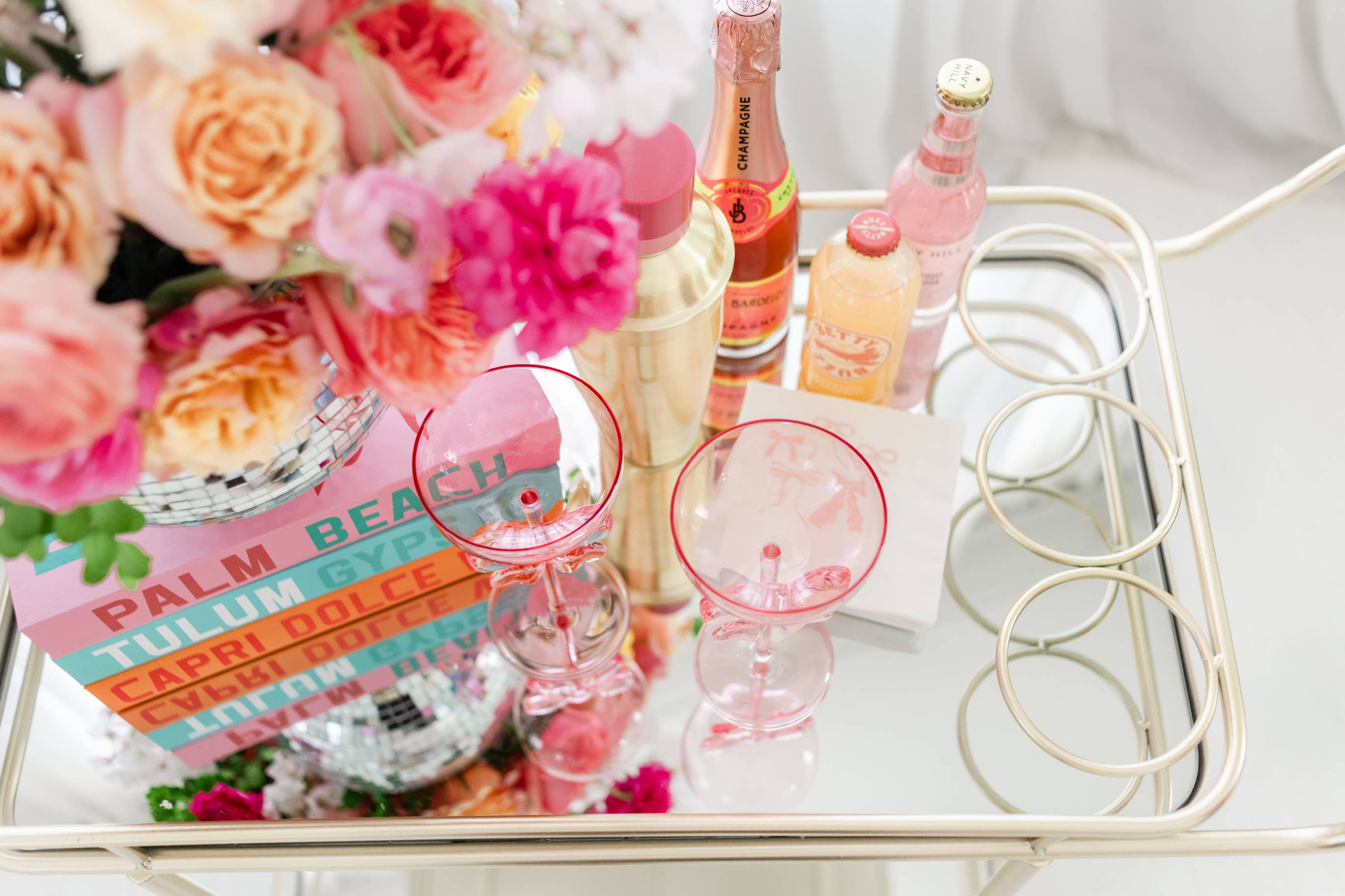 Pink Bow & Bubbly Coupe Glass 