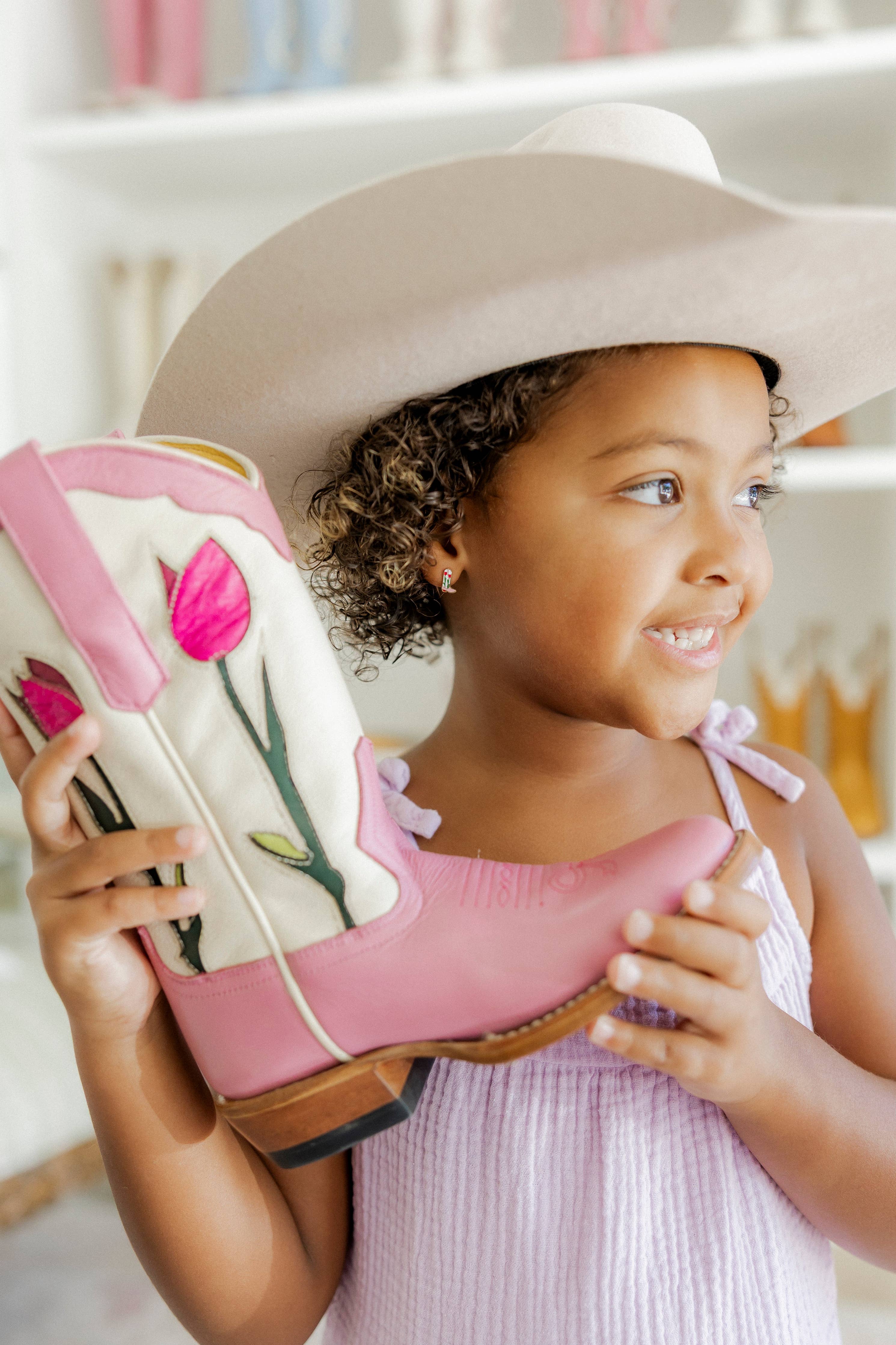 Tulip Cowgirl Boot Screwback Stud Earrings