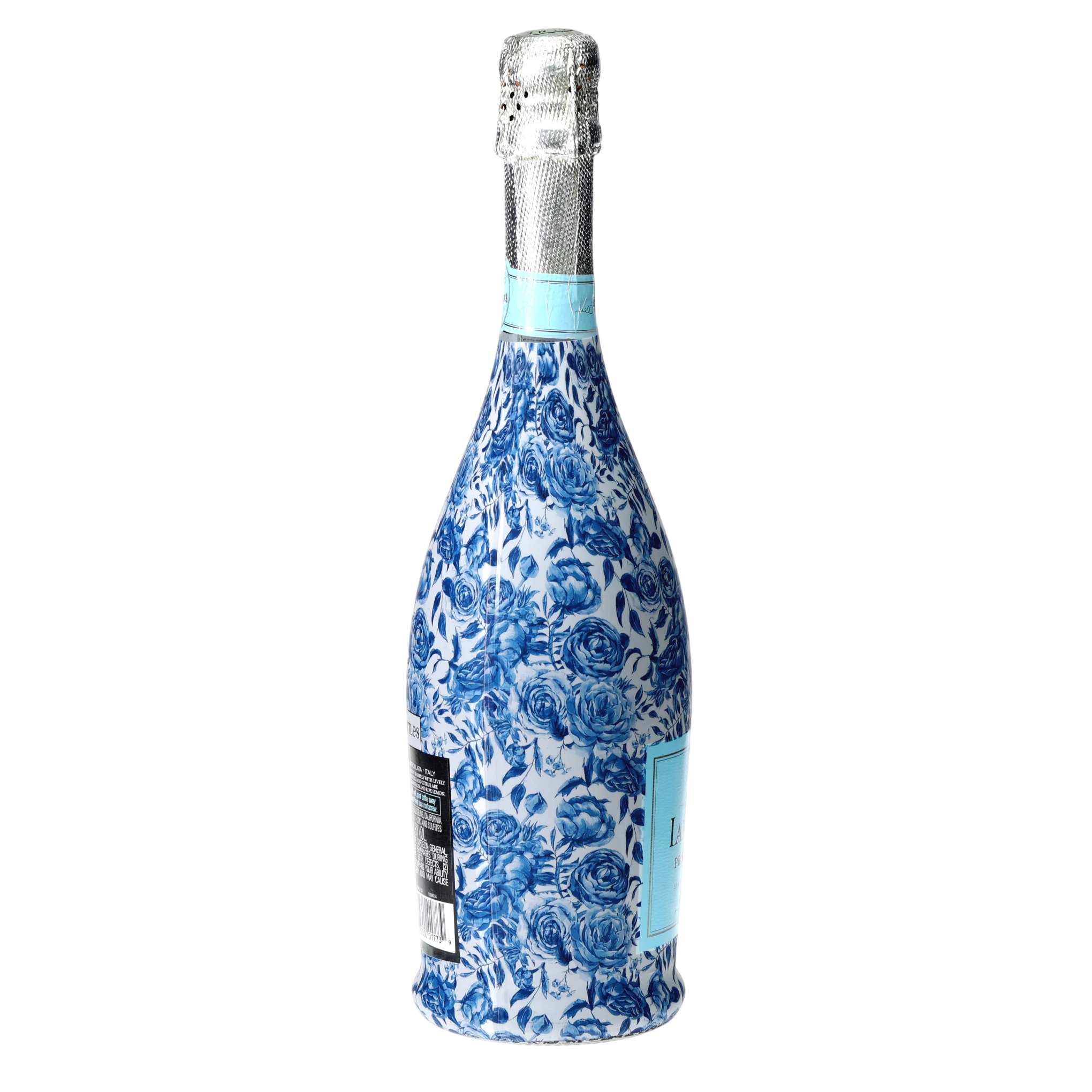 Blue Porcelain Roses Prosecco Bottle Wrap