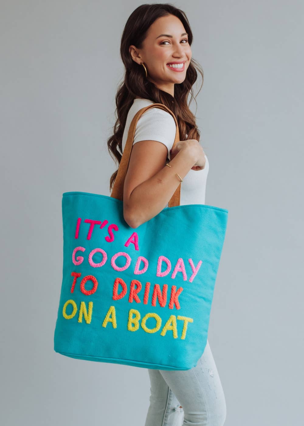 Blue 'Drink On A Boat' Tote