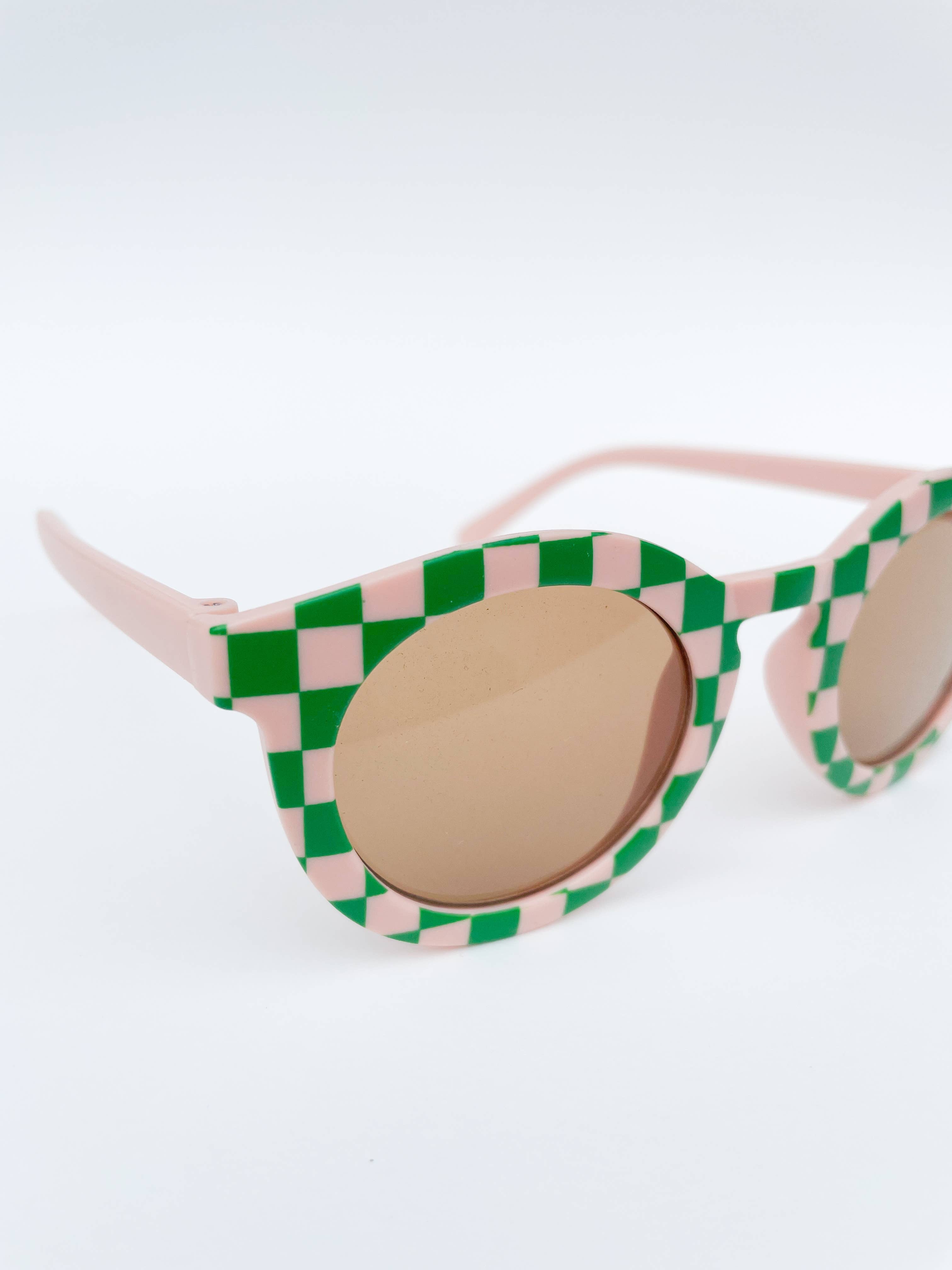 Blush & Green Check Sunglasses for Kids/Toddler