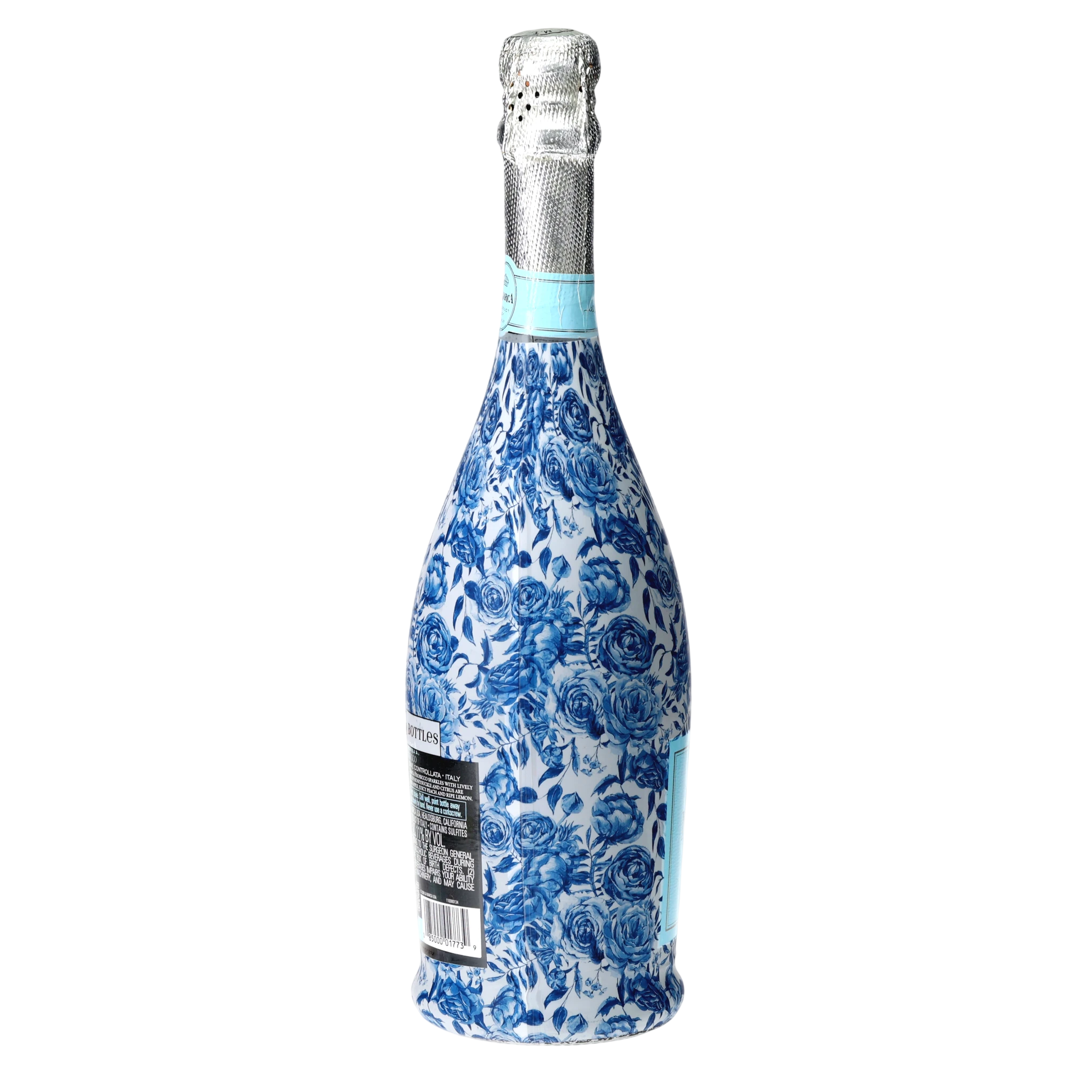 Blue Porcelain Roses Prosecco Bottle Wrap