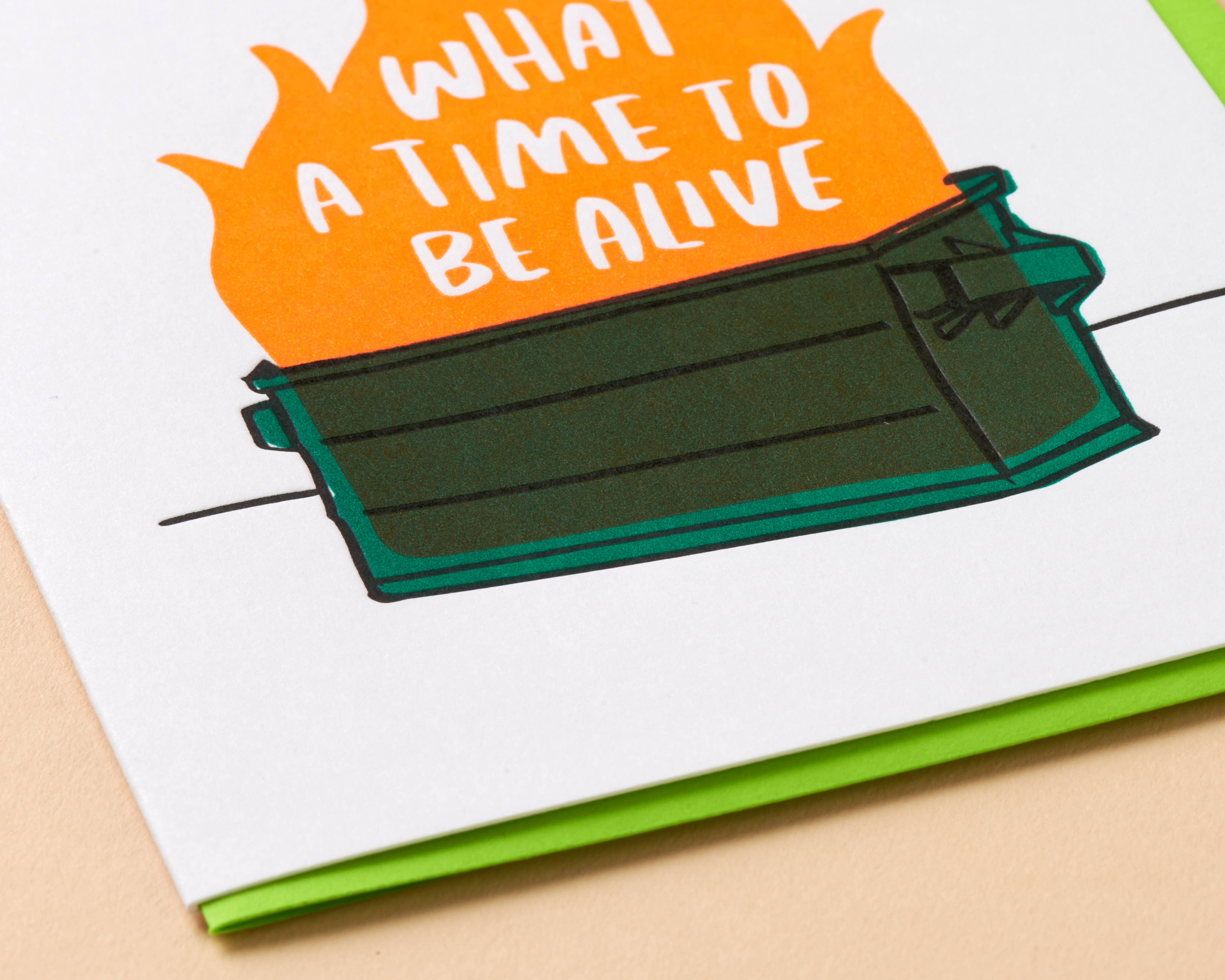 Letterpress Dumpster Fire Greeting Card