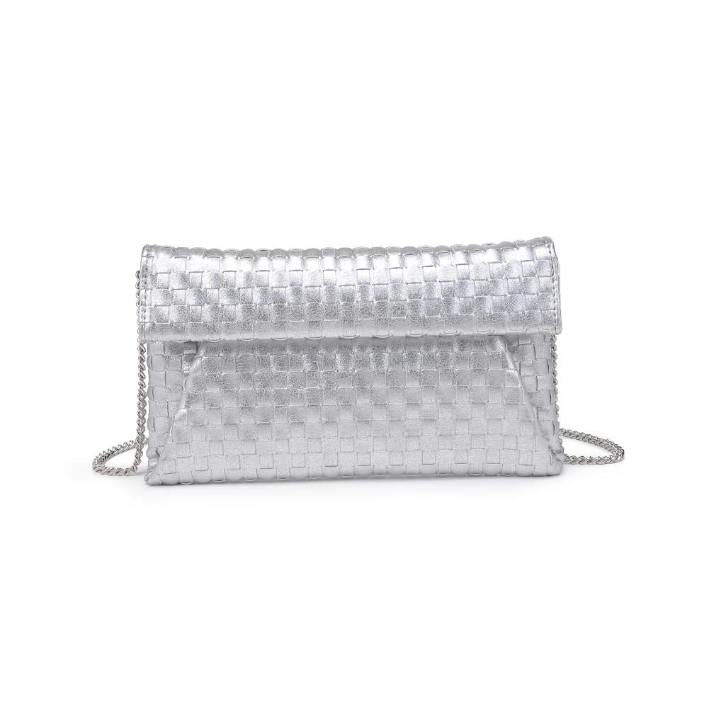 Silver Priscilla Woven Clutch