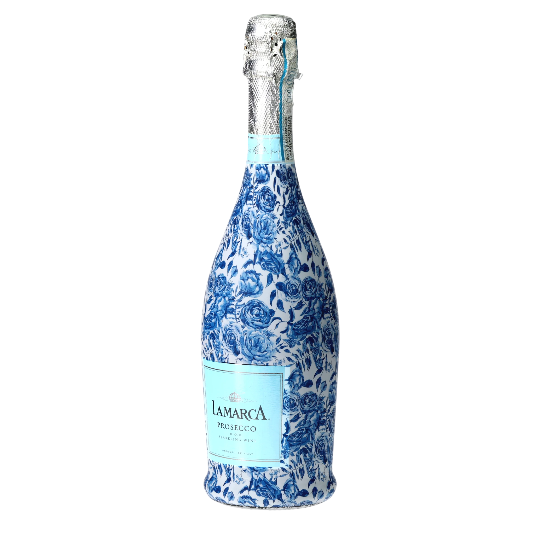 Blue Porcelain Roses Prosecco Bottle Wrap