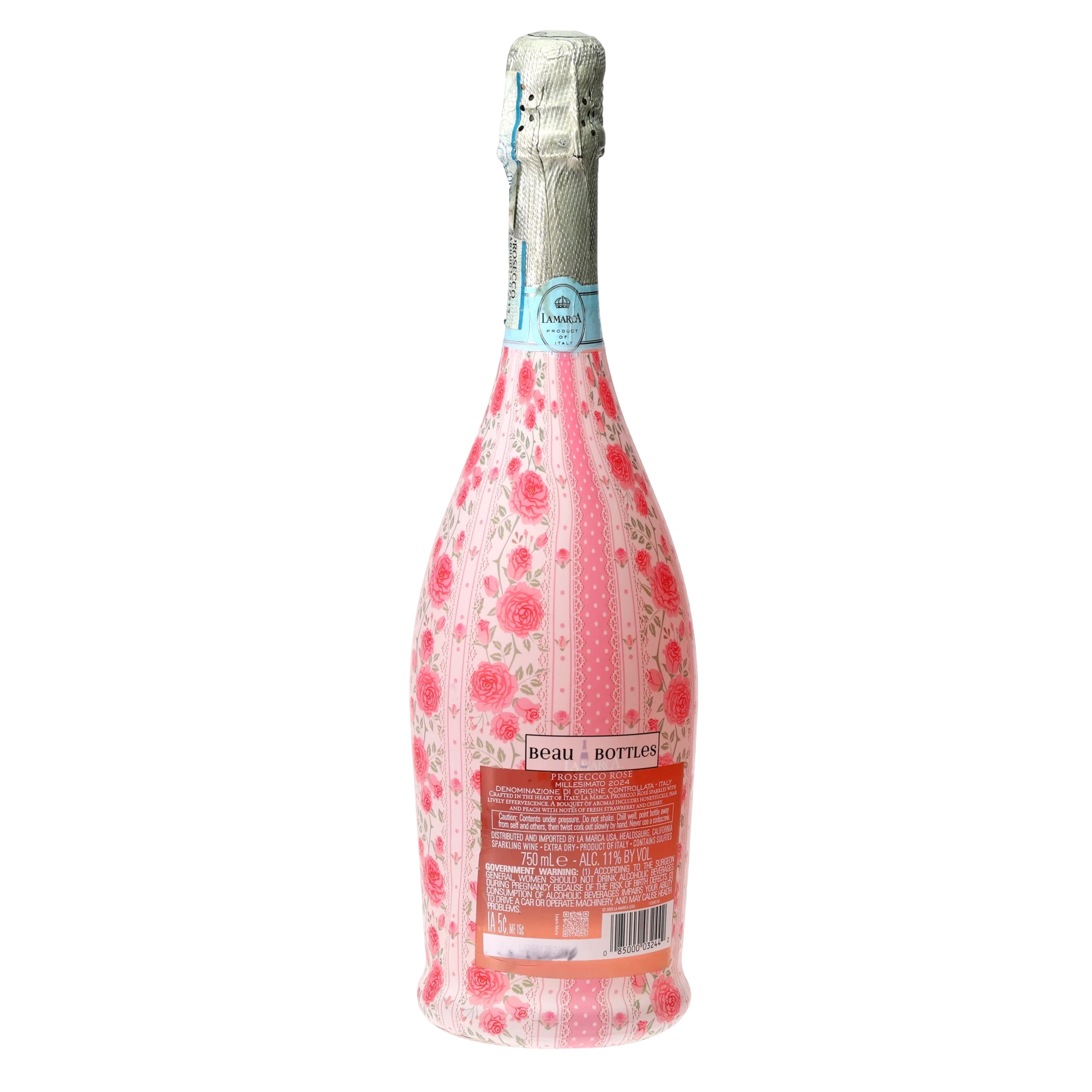 Pink Chateau Rose Stripe Prosecco Bottle Wrap