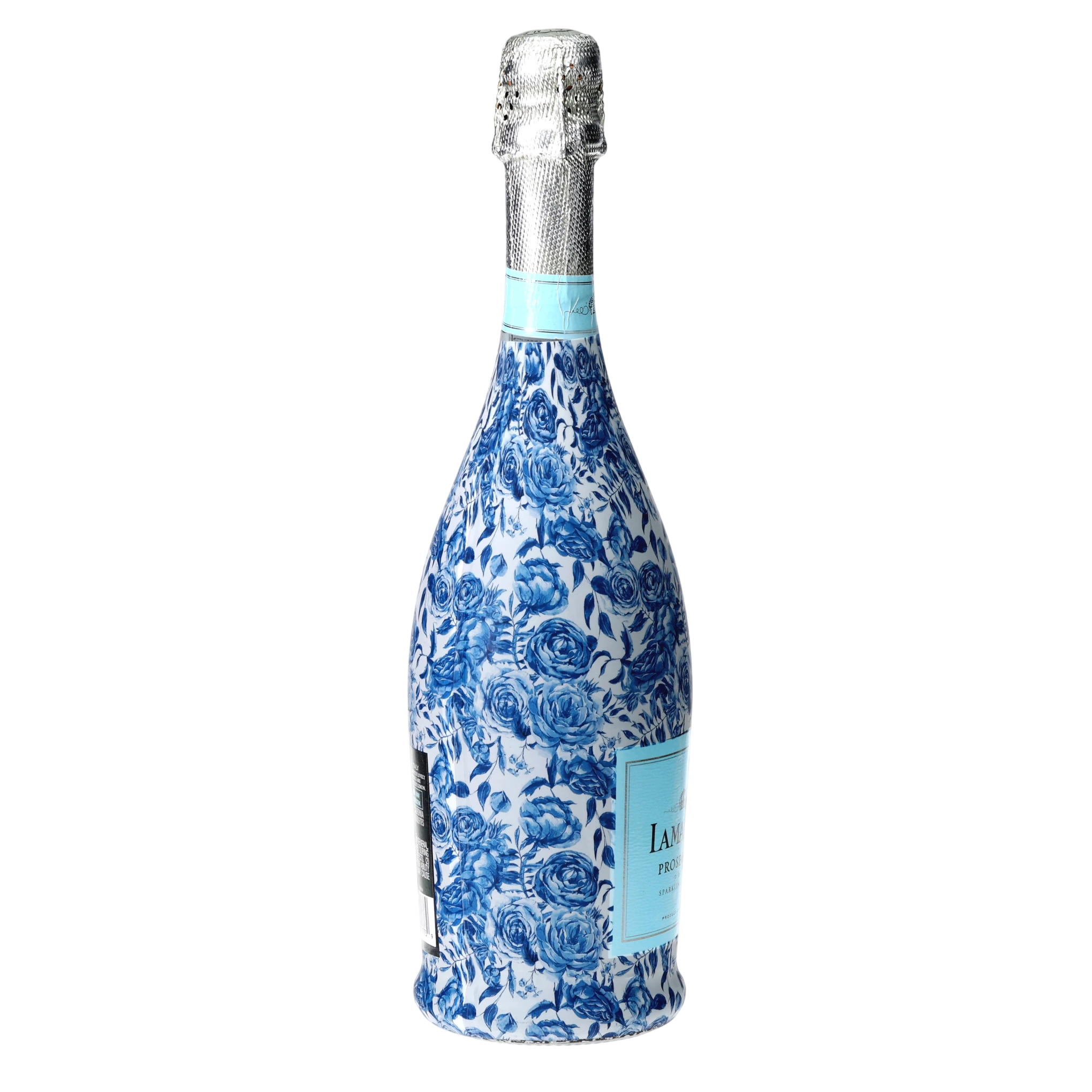 Blue Porcelain Roses Prosecco Bottle Wrap