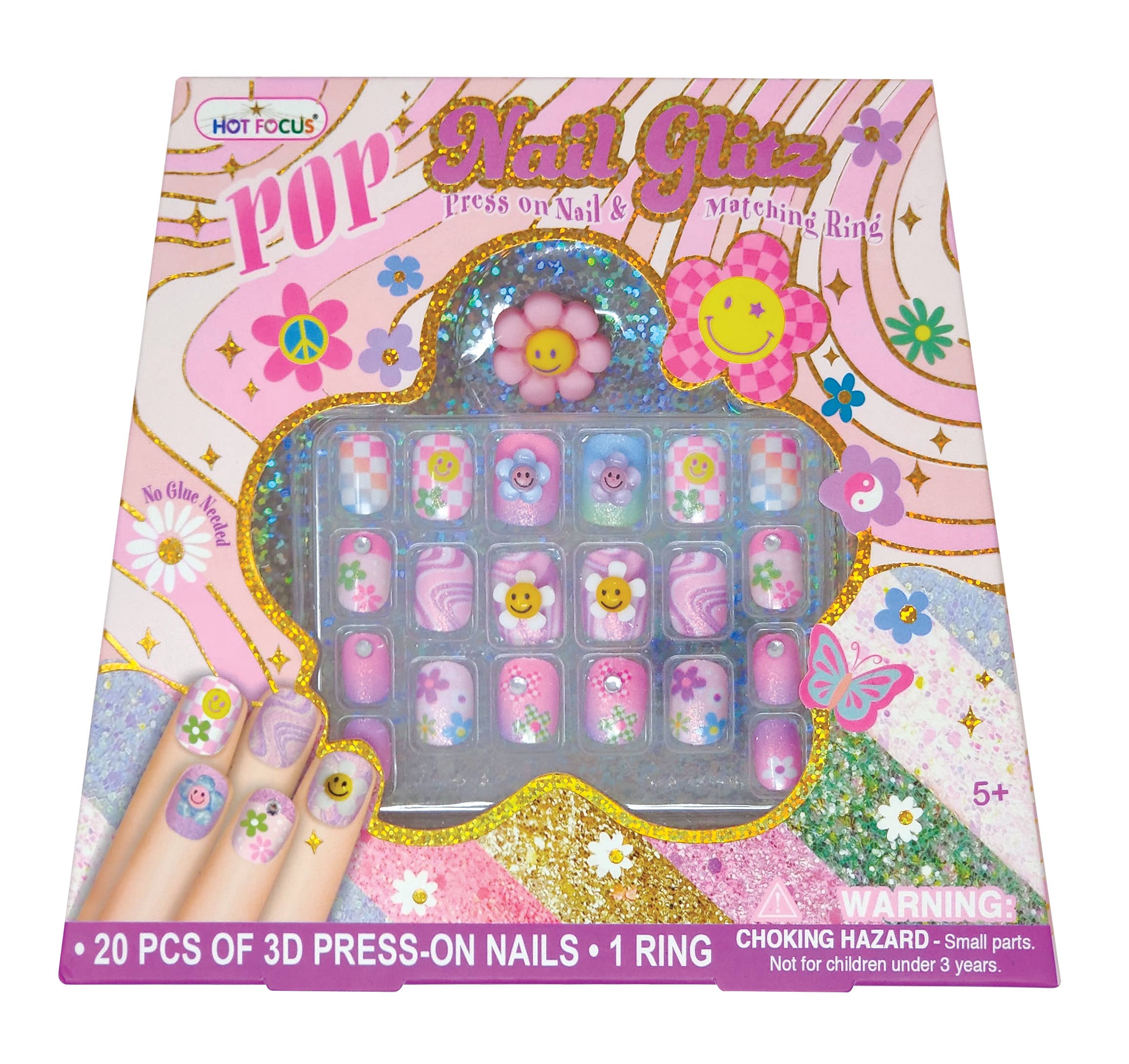Groovy Flower Nail Glitz Set