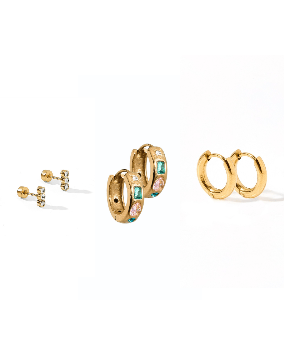 Miami Huggie & Screwback Stud Set