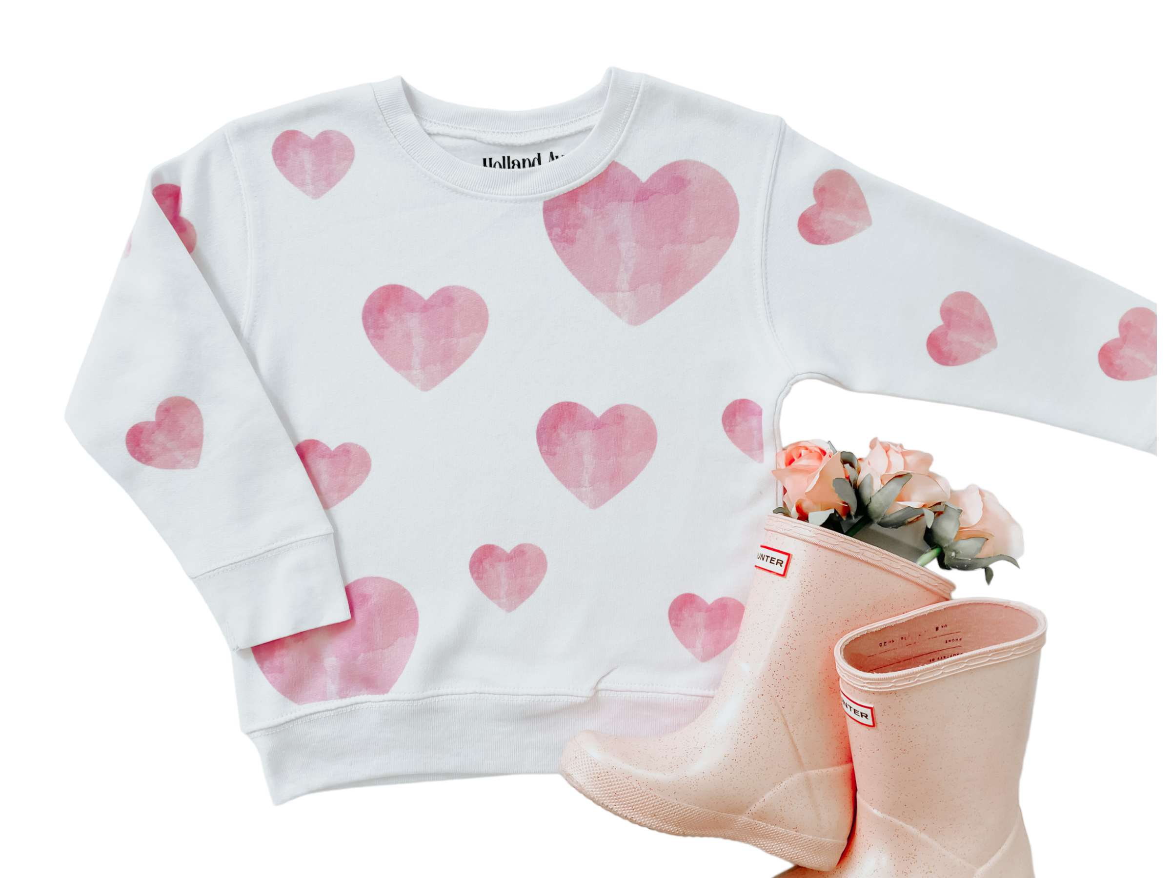 Watercolor Hearts Girls Sweatshirt