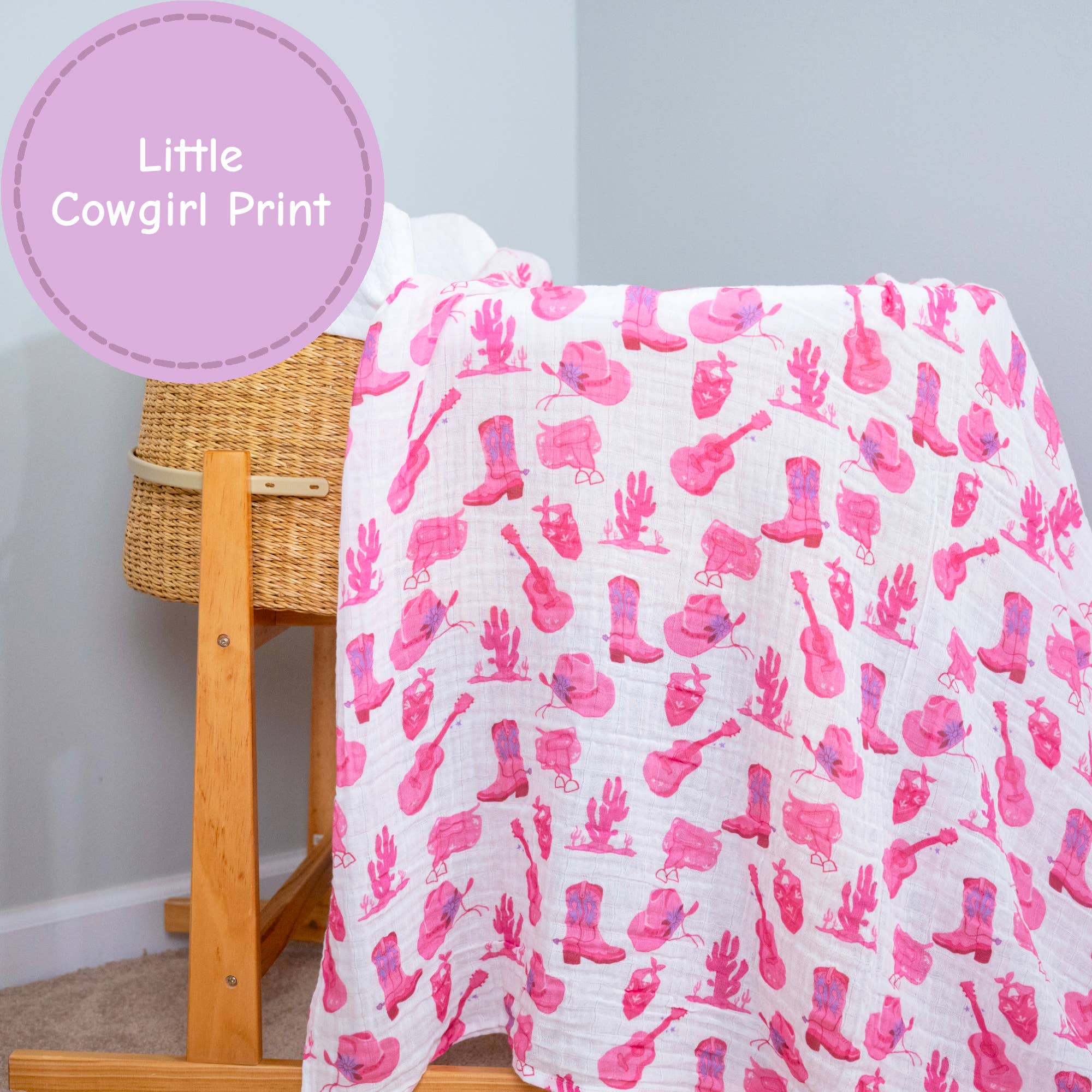 Let's Go Girls Cowgirl Muslin Swaddle