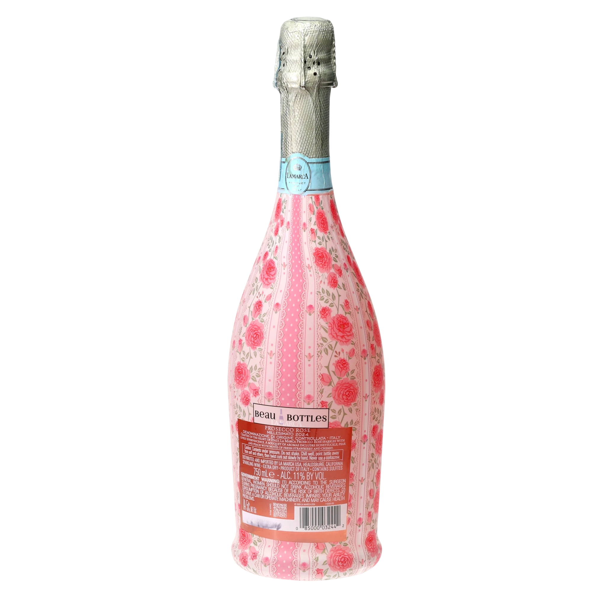 Pink Chateau Rose Stripe Prosecco Bottle Wrap