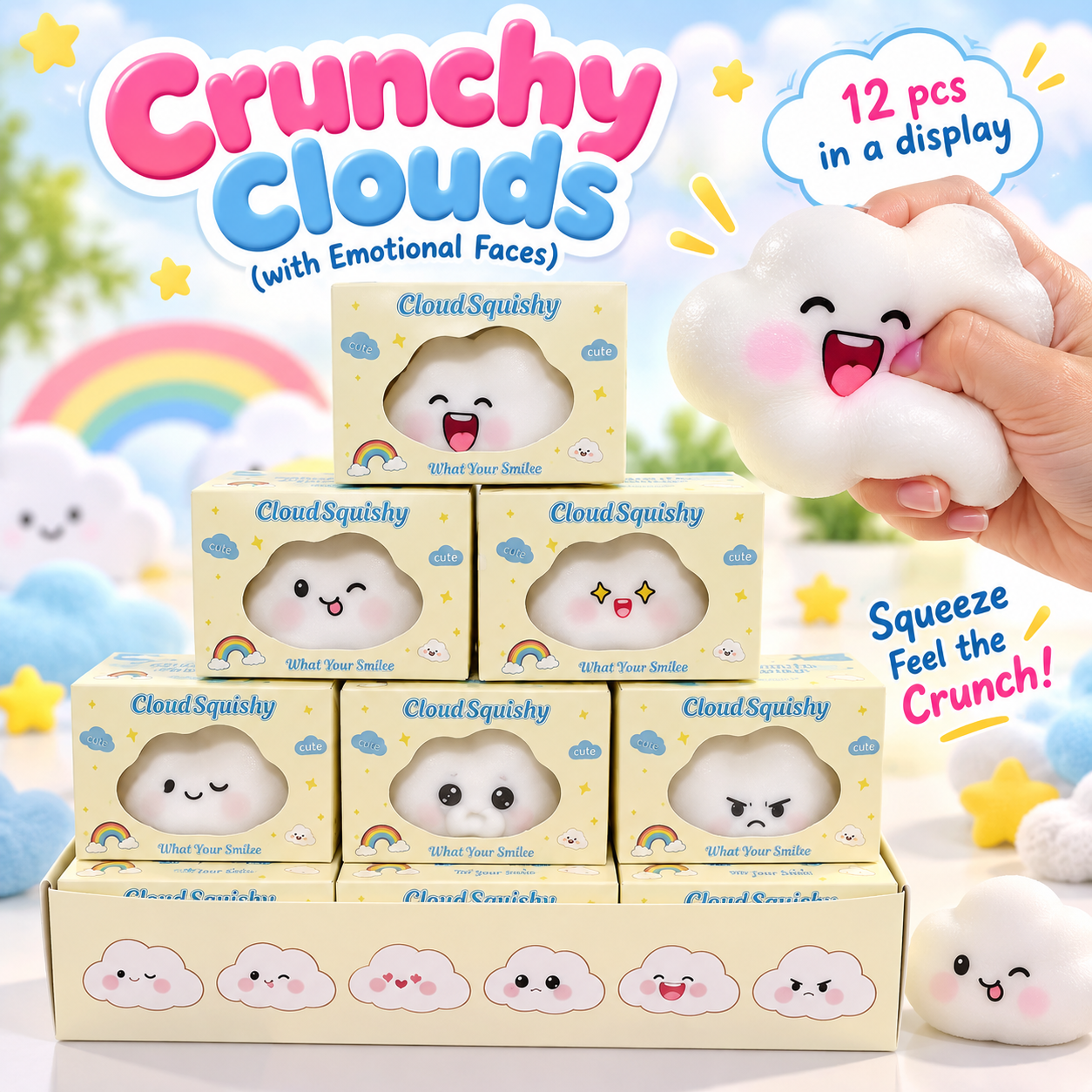 Crunchy Clouds (with Emotional Faces) Squishy