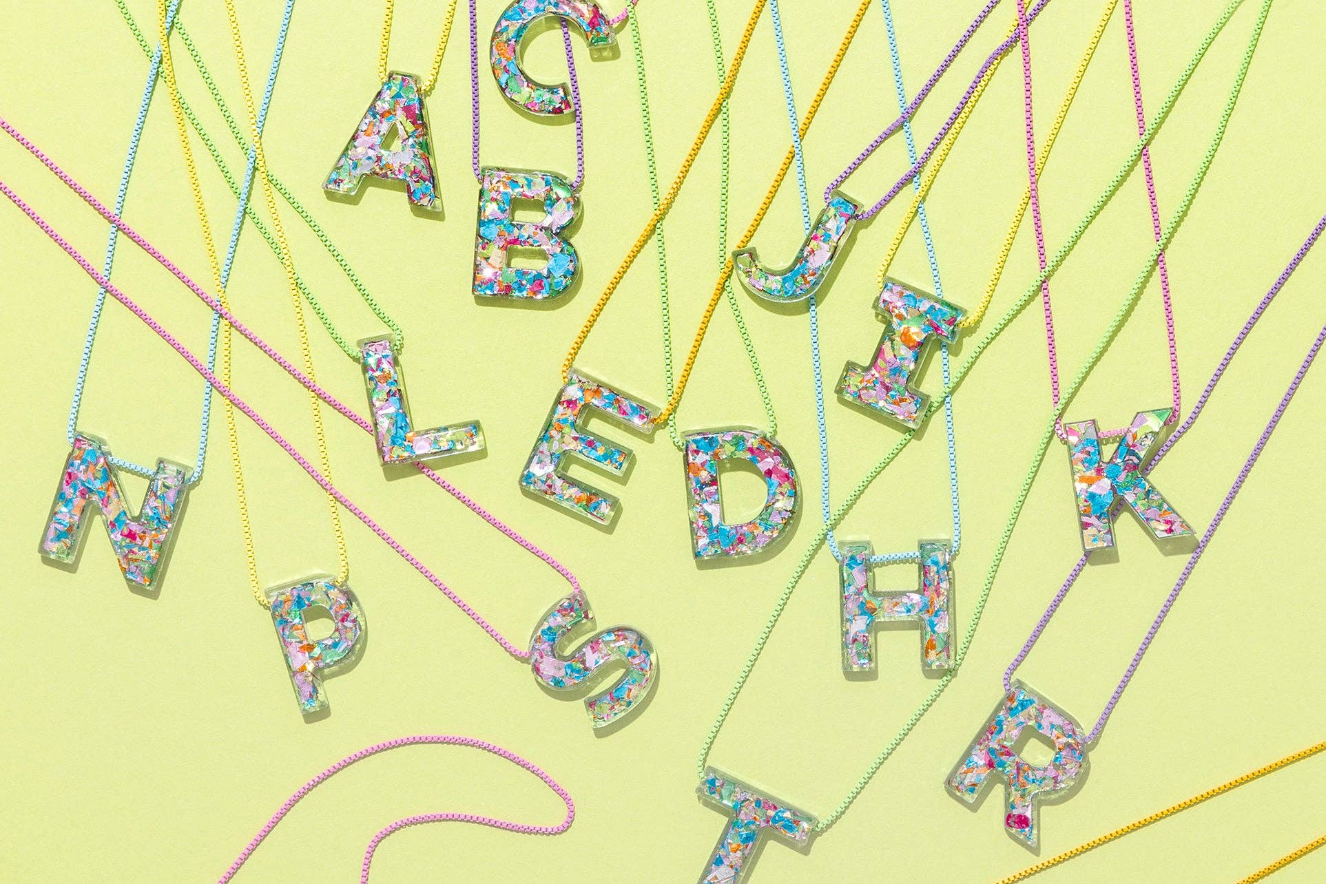 Colorful Confetti Initial Necklaces