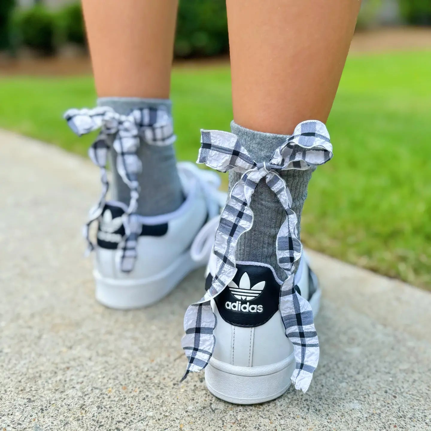 Plaid Ruffle Bow Socks
