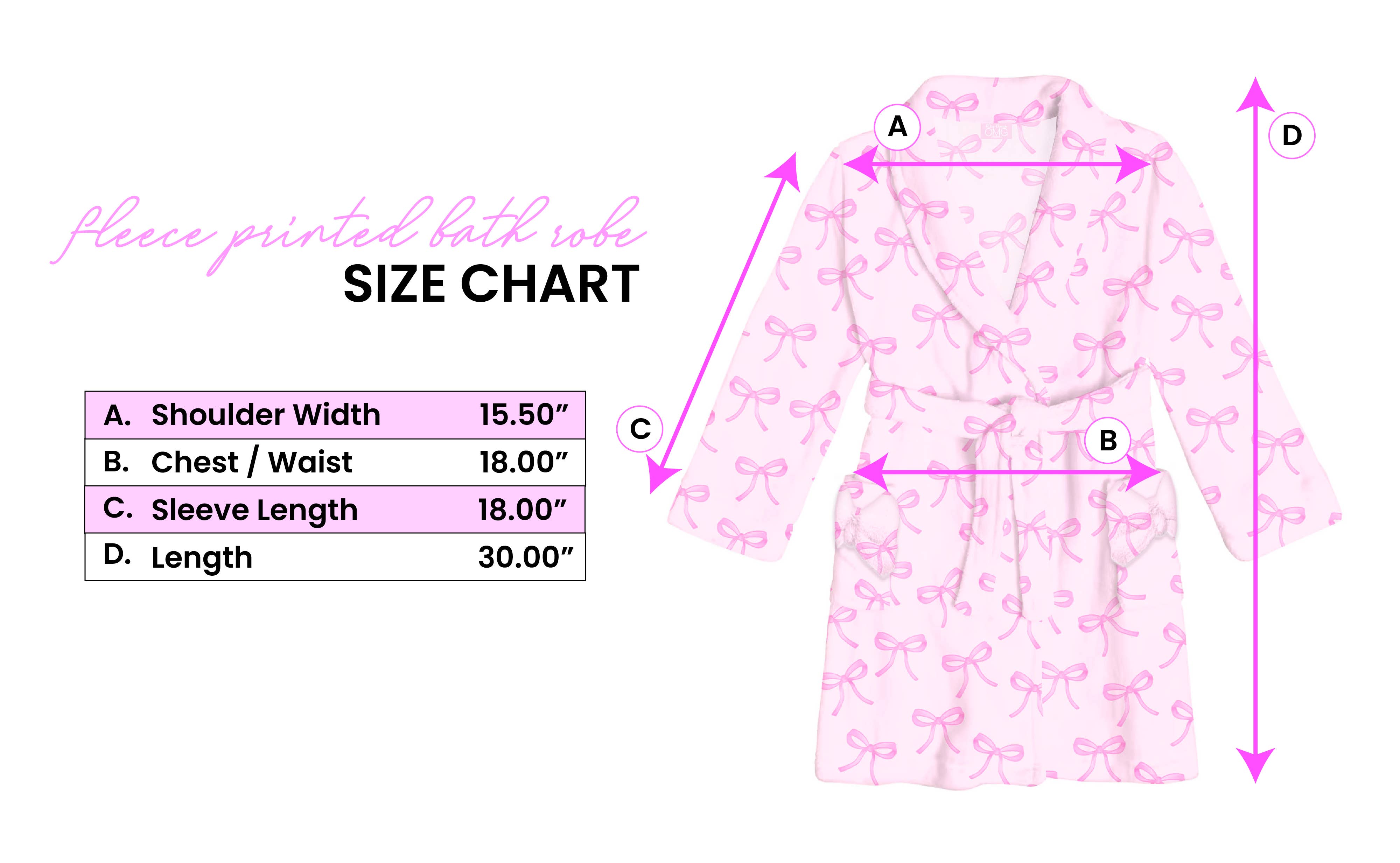 Orchid Floral Bow Print Fleece Robe: