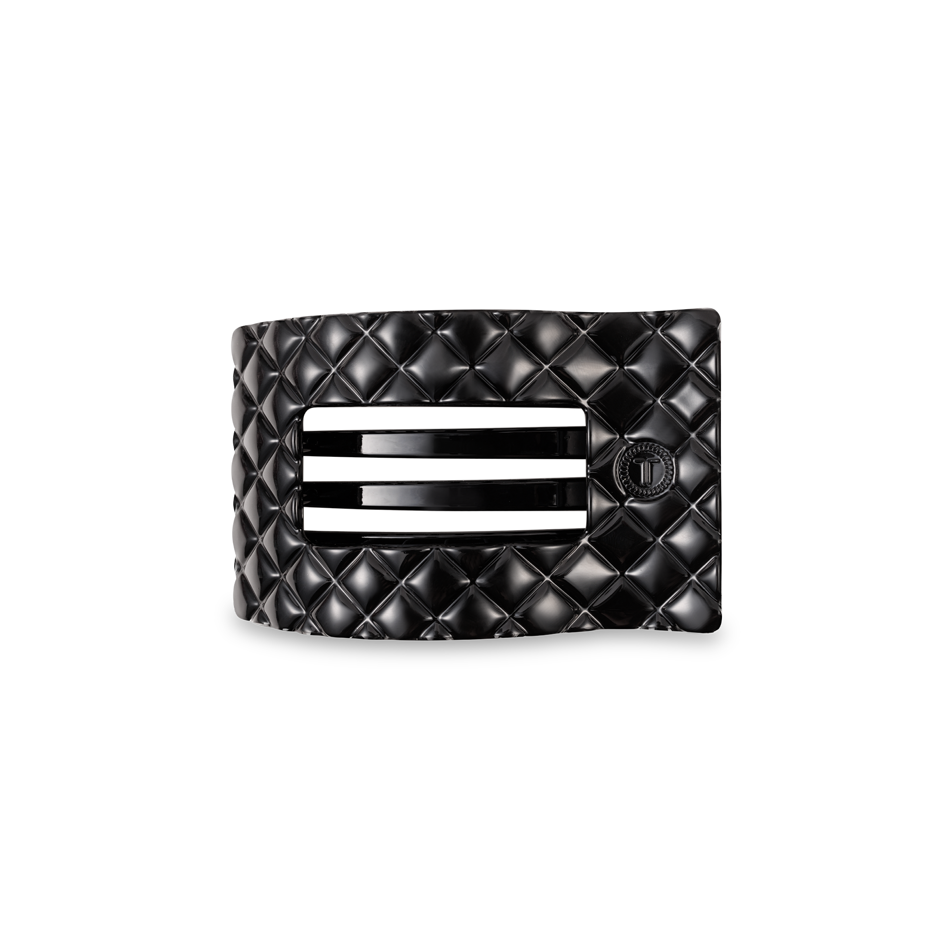 Flat Rectangle Hair Clip | Small | Jet Black Quilted