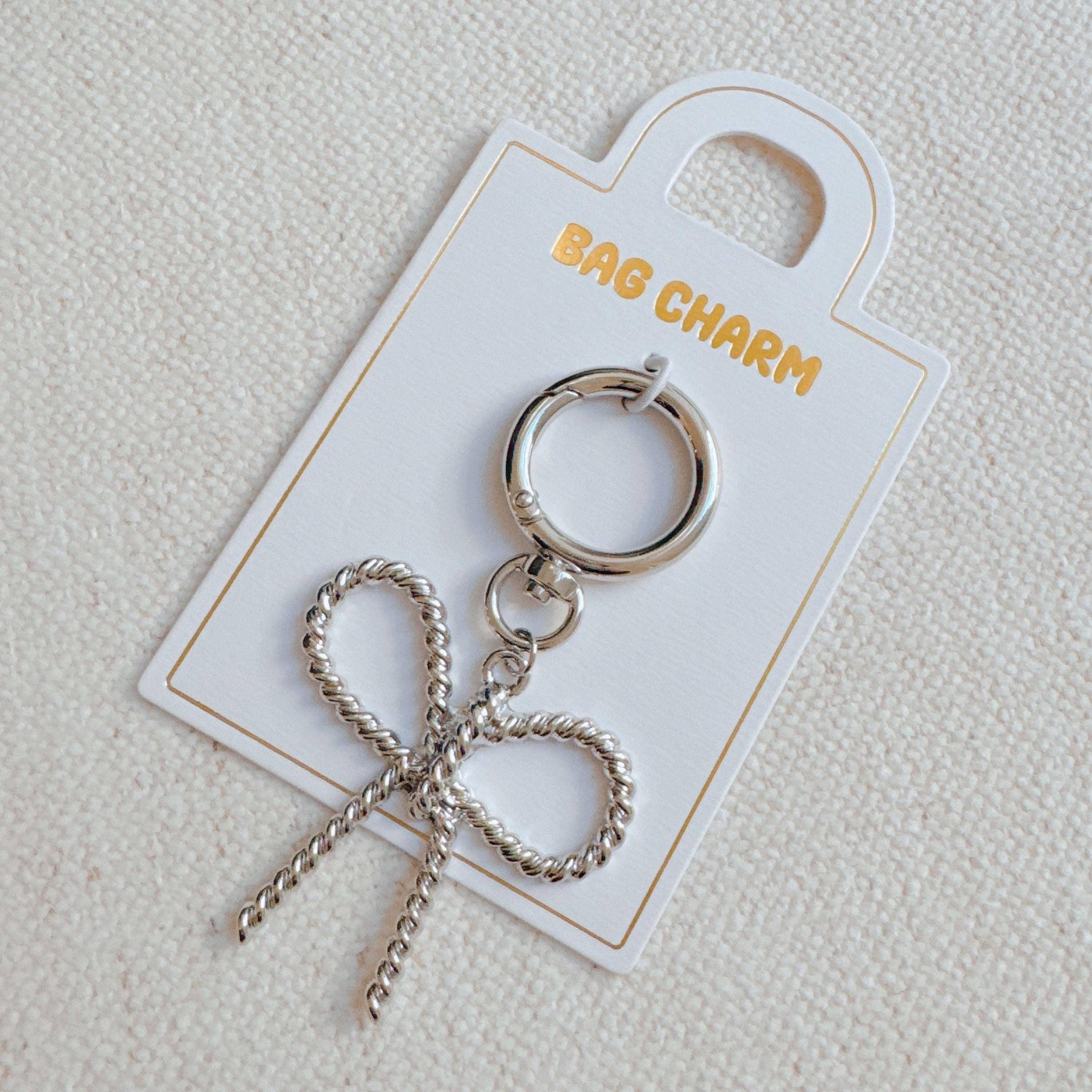 Cabled Bow Bag Charm