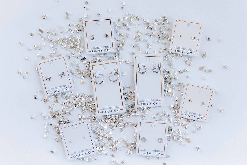 Silver Sadie Bow Screwback Stud Earrings