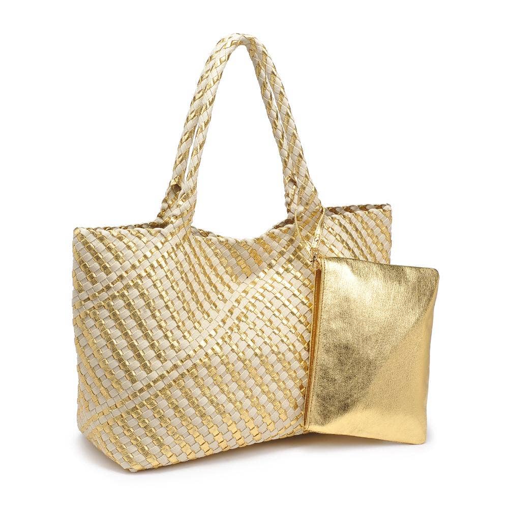 Gold Ivory Solana Woven Tote