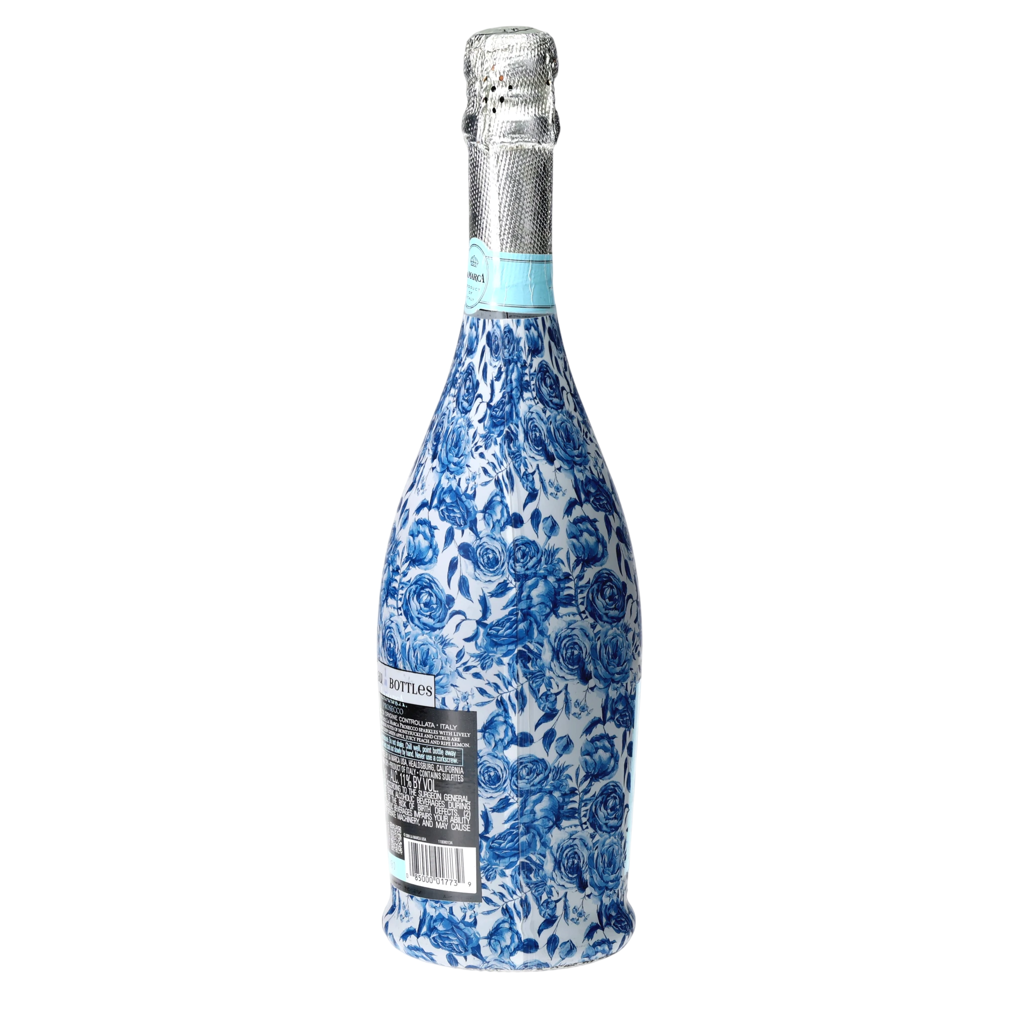 Blue Porcelain Roses Prosecco Bottle Wrap