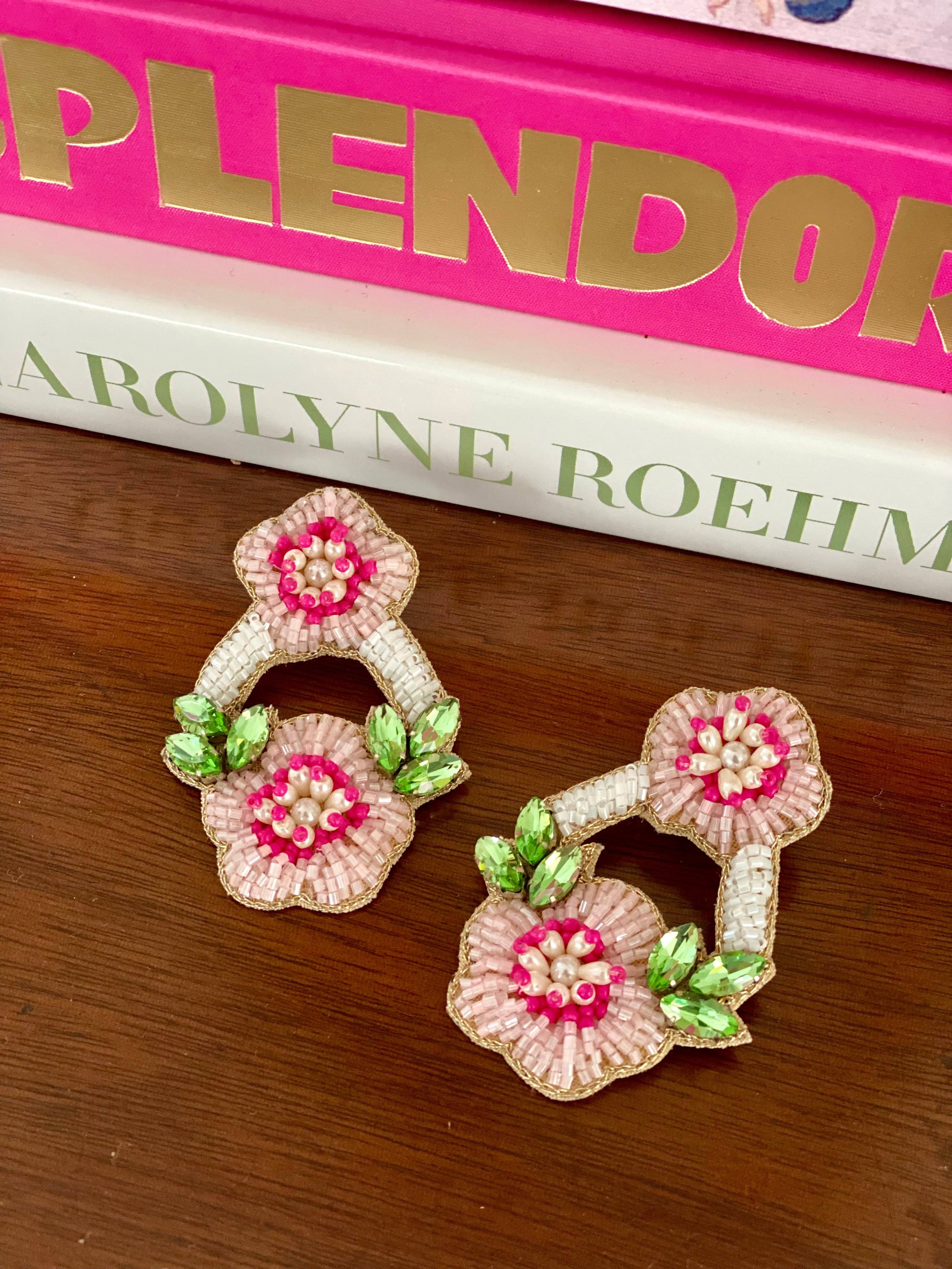 East Hampton Flower Earrings in Pink