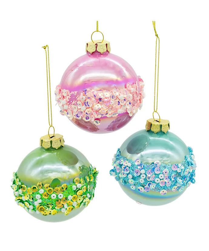 Colorful Glass Glittered Ball Ornament