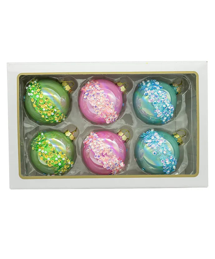 Colorful Glass Glittered Ball Ornament