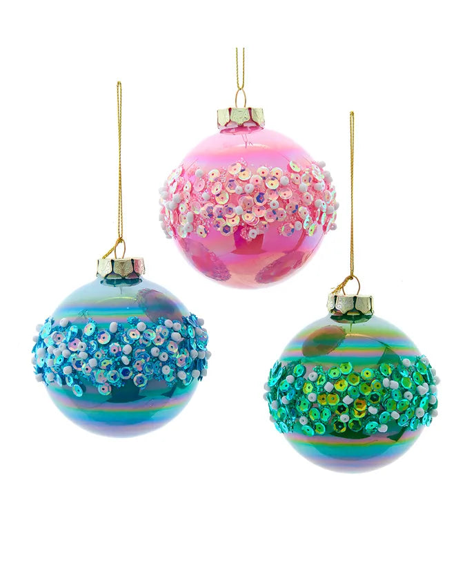 Colorful Glass Glittered Ball Ornament