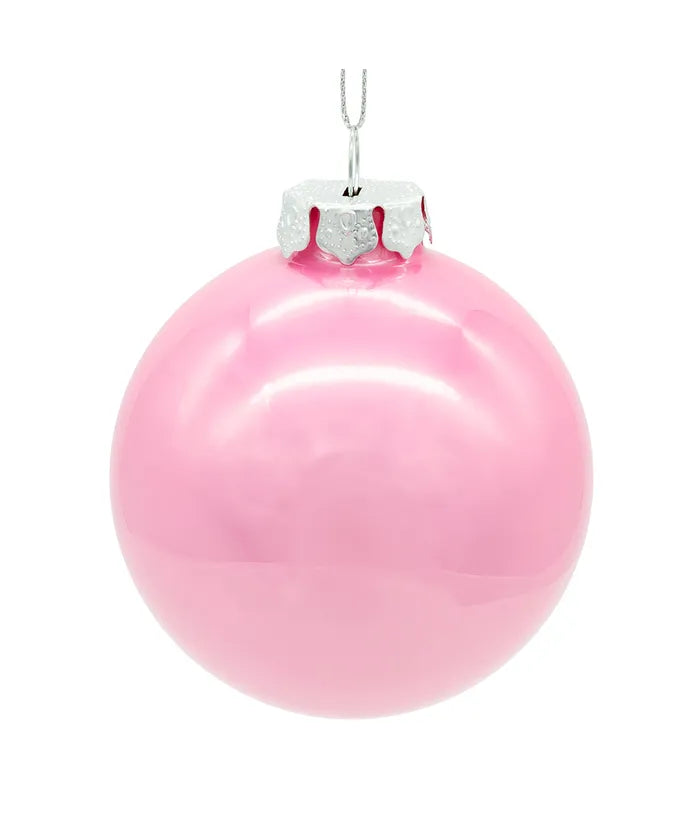 Pink Glass Pearlized Ball Ornament