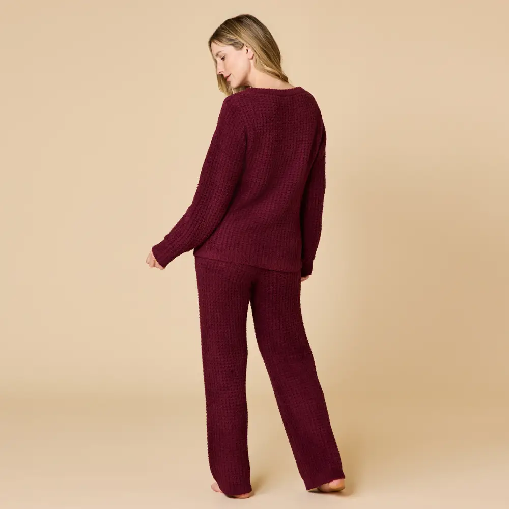 Cherry Cola Waffle Marshmallow Boatneck Lounge Set