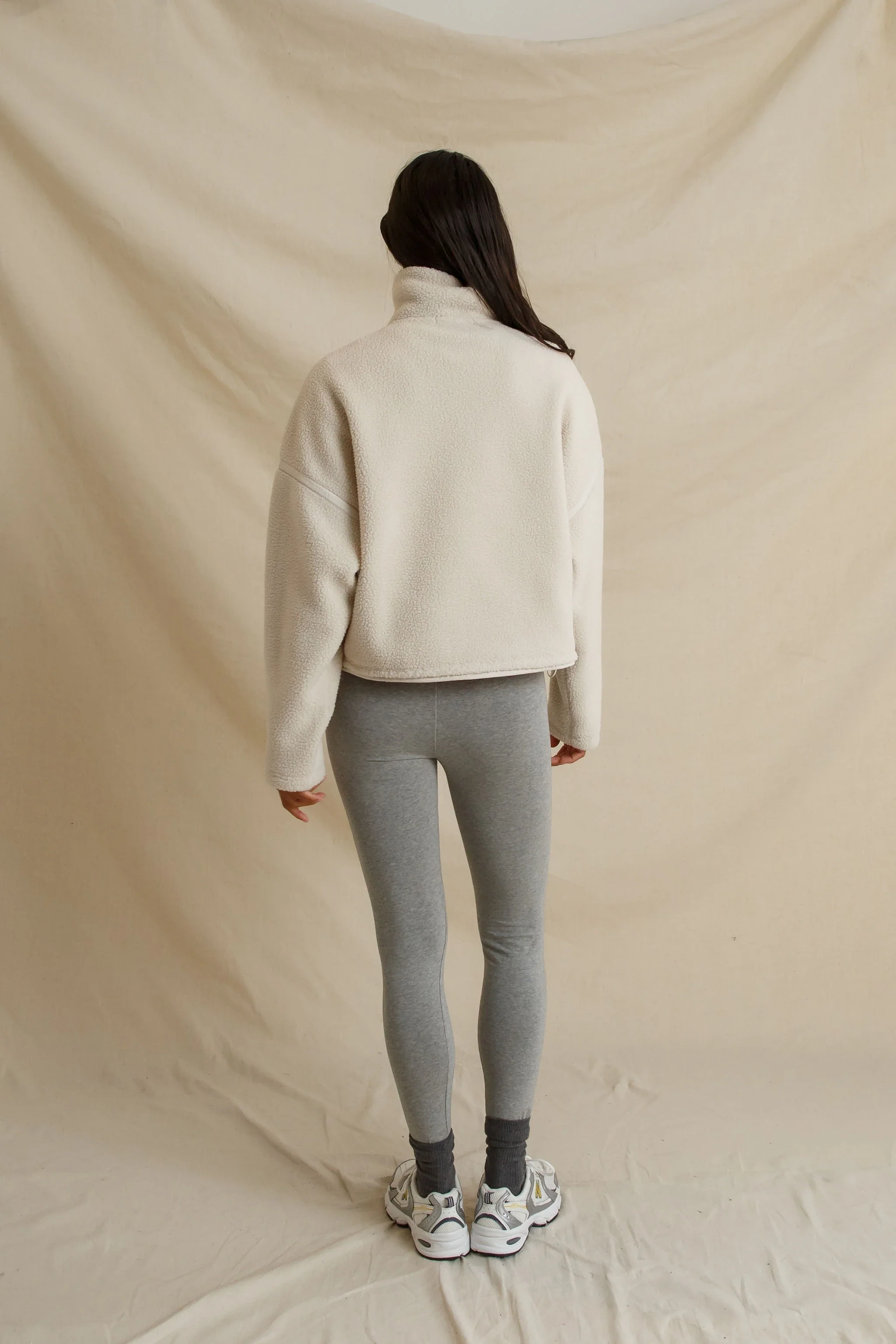 Tristan Sherpa Half-Zip in Sugar