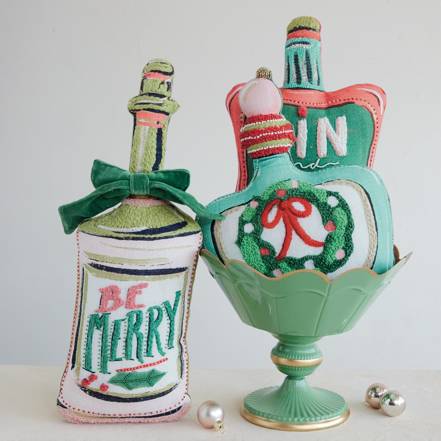 Bottle Shaped Holiday Pillows