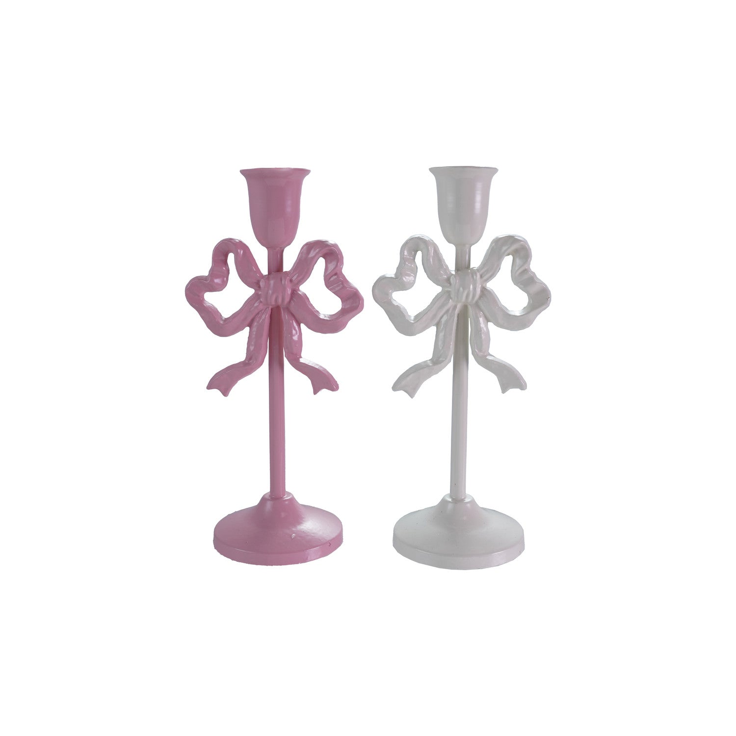 Cast Iron Bow Shaped Tall Taper Candle Holder