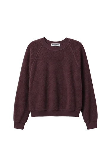 Ziggy Fleece Long Sleeve Shrunken Crewneck - Cherry Lacquer