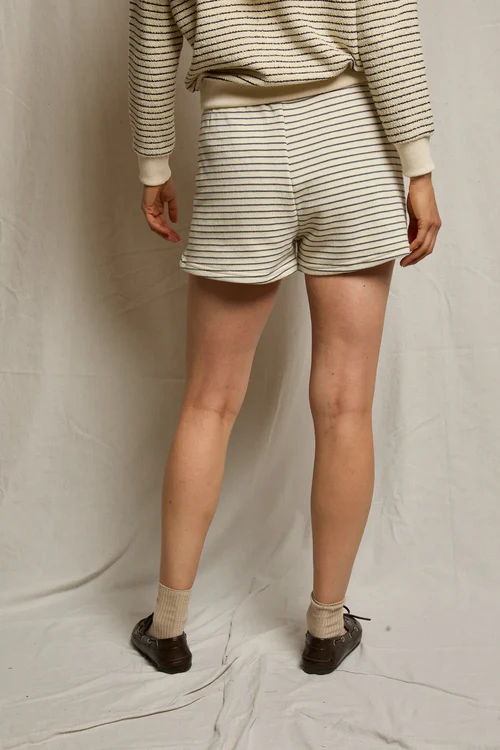 Bennie French Terry Natural/Charcoal Stripe Short