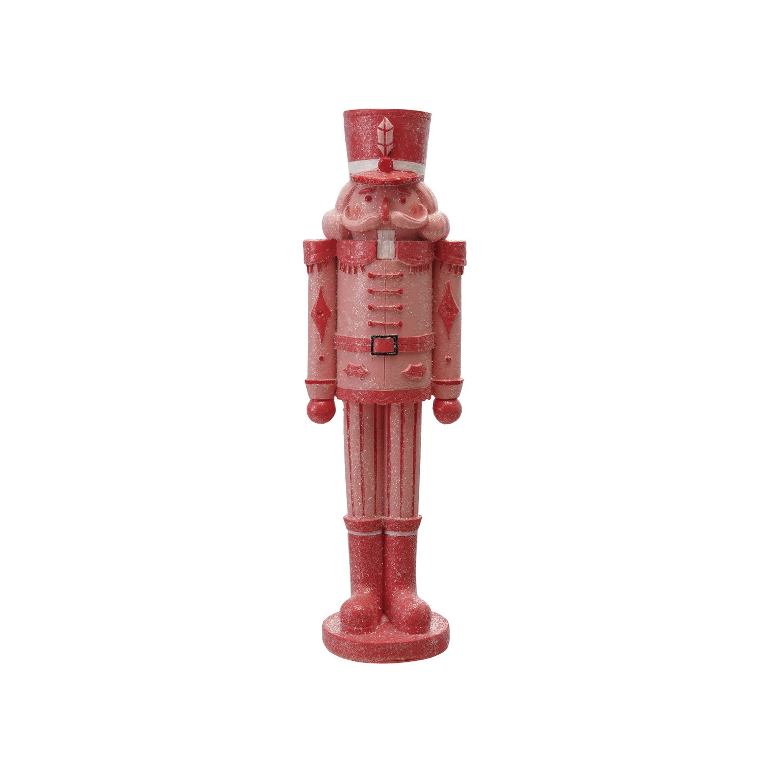 Sugared Pink & Red Resin Nutcracker