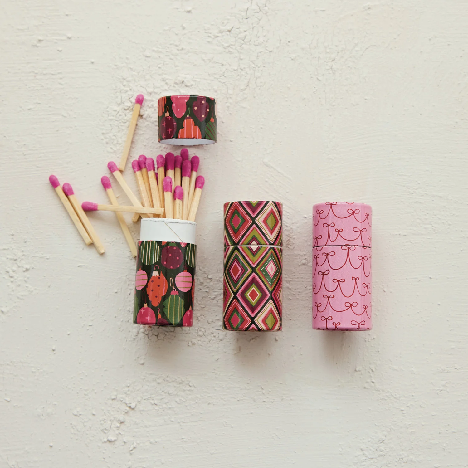 Safety Matches in Holiday Pattern Tube