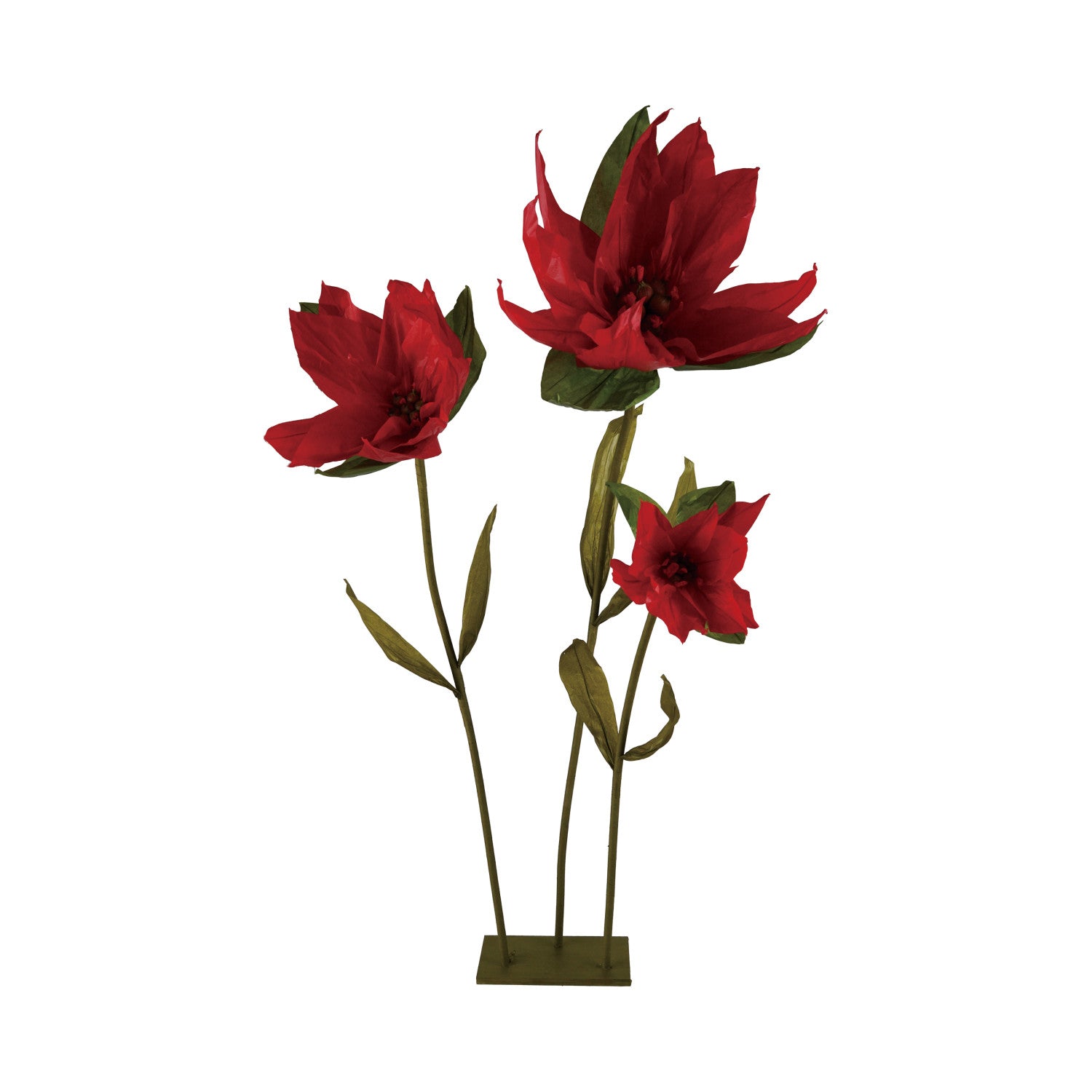 Handmade Paper Poinsettias with Stand