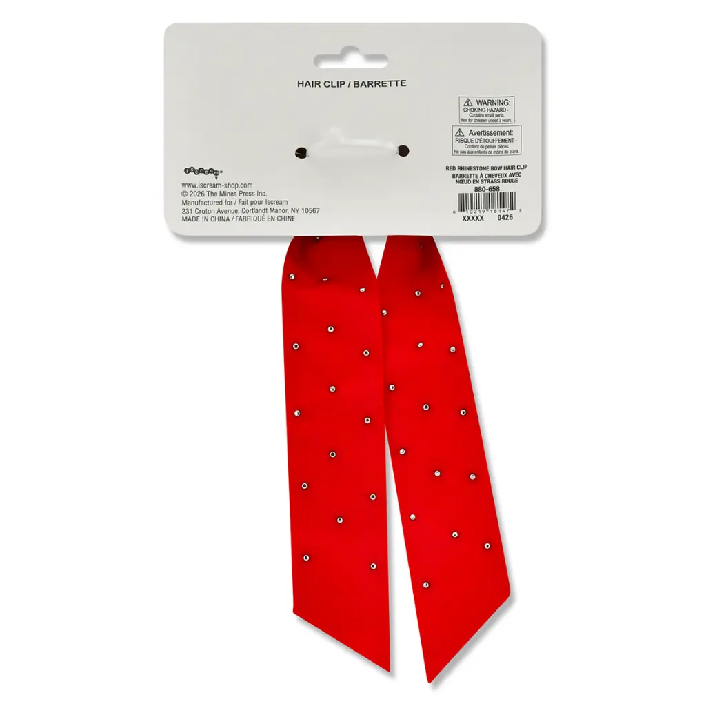 Red Rhinestone Bow Hair Clip