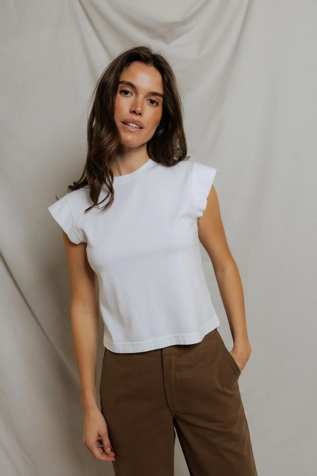 White Porter Supima Cap Sleeve Tee