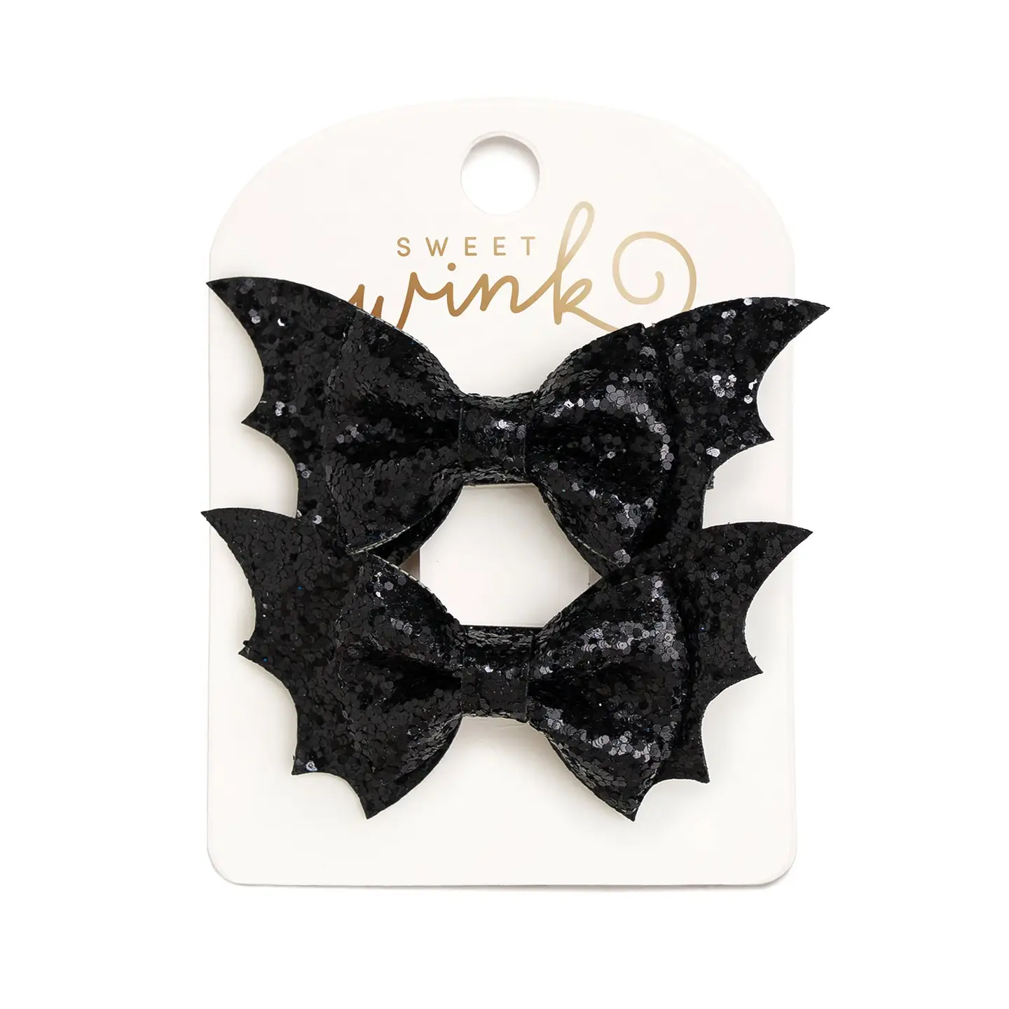 Glitter Bat Halloween Bow Clip Set