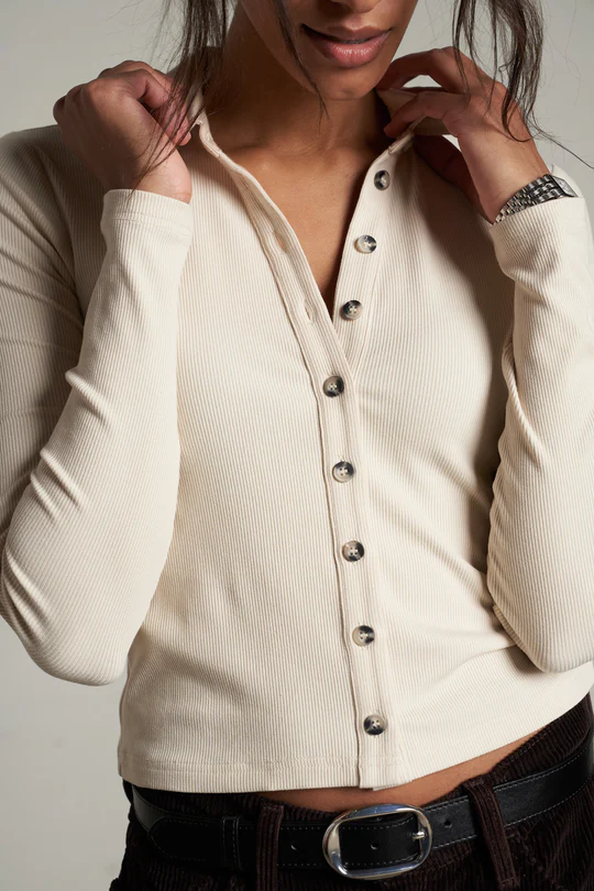 Sugar Amee Luxe Rib Button Up Polo