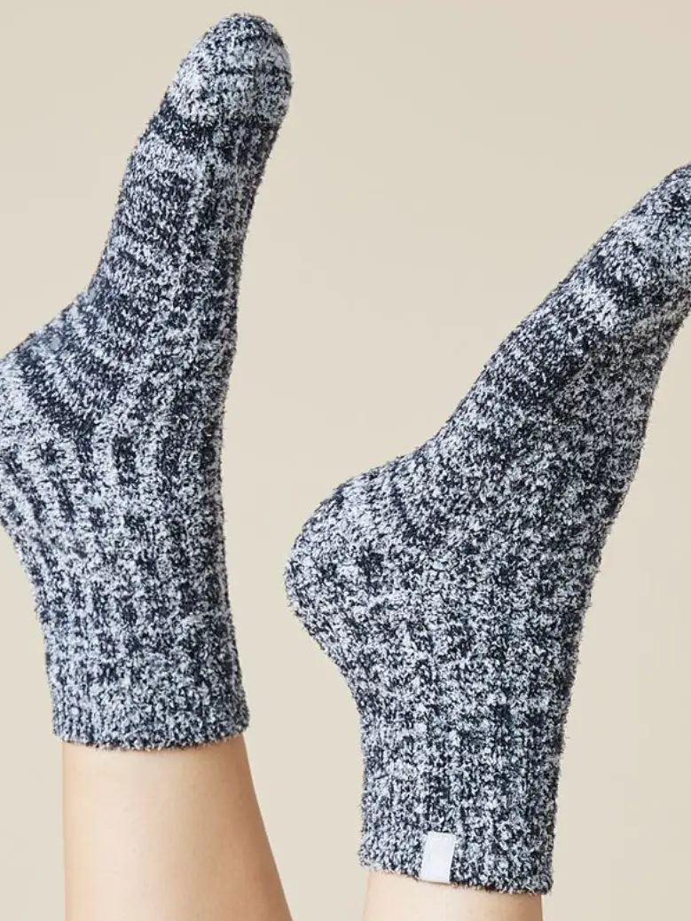 Heather Black Marshmallow Crew Socks